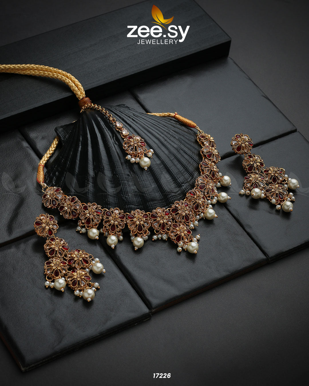 Magnolia Glimmer Necklace - by - Libasekhas UK - Registered Vendor of : Zeesy - 100% Original Designer Dresss