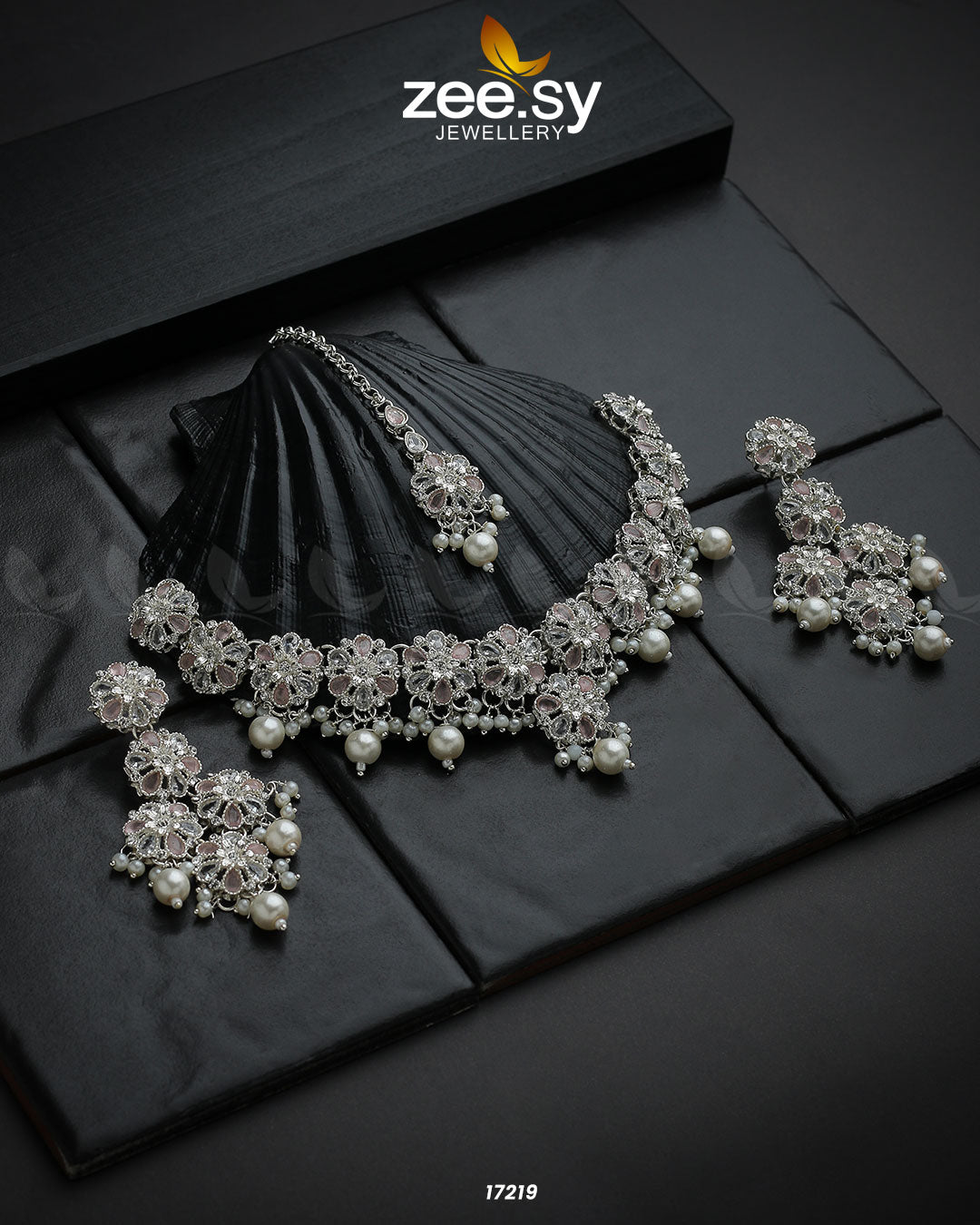 Magnolia Glimmer Necklace - by - Libasekhas UK - Registered Vendor of : Zeesy - 100% Original Designer Dresss