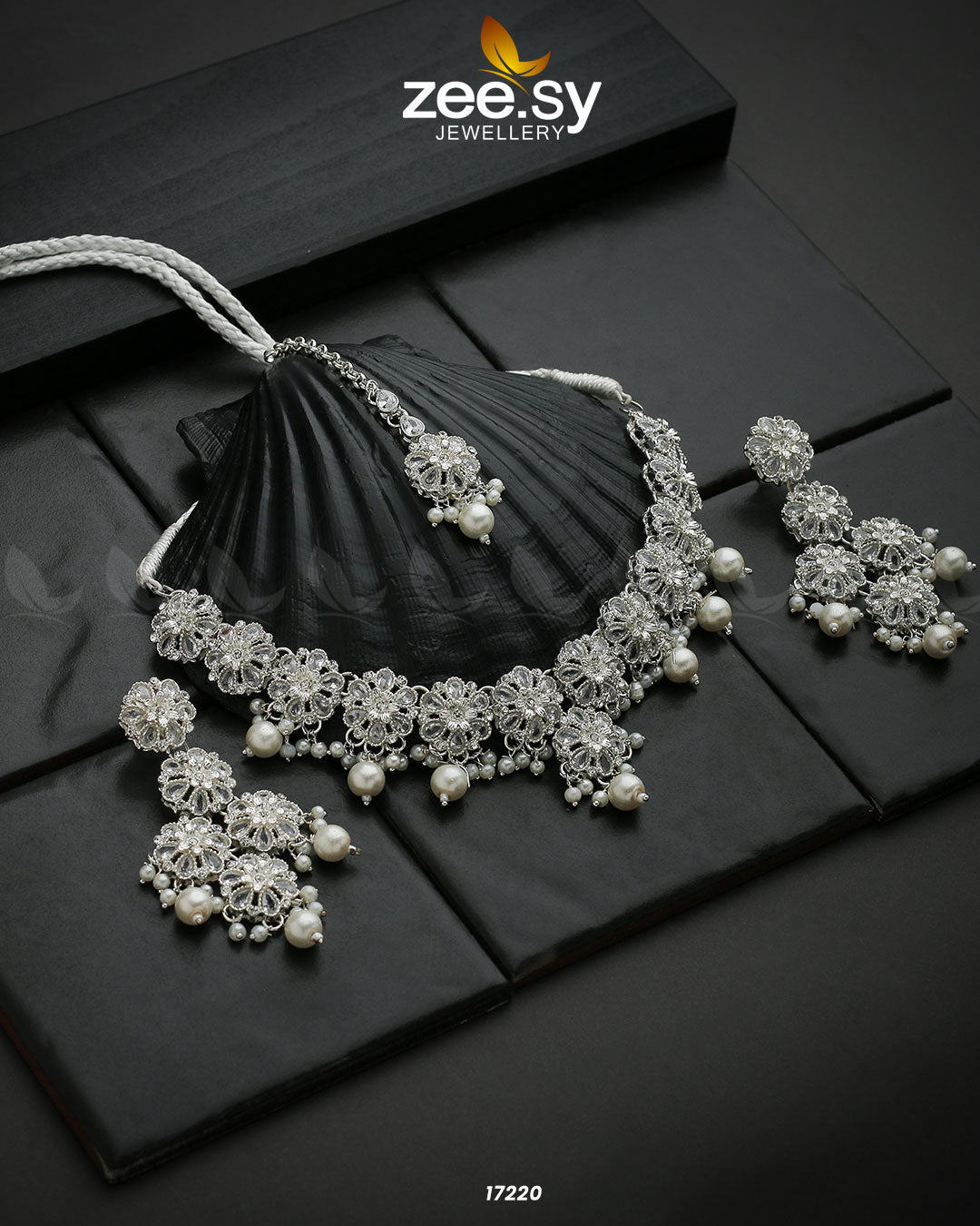 Magnolia Glimmer Necklace - by - Libasekhas UK - Registered Vendor of : Zeesy - 100% Original Designer Dresss