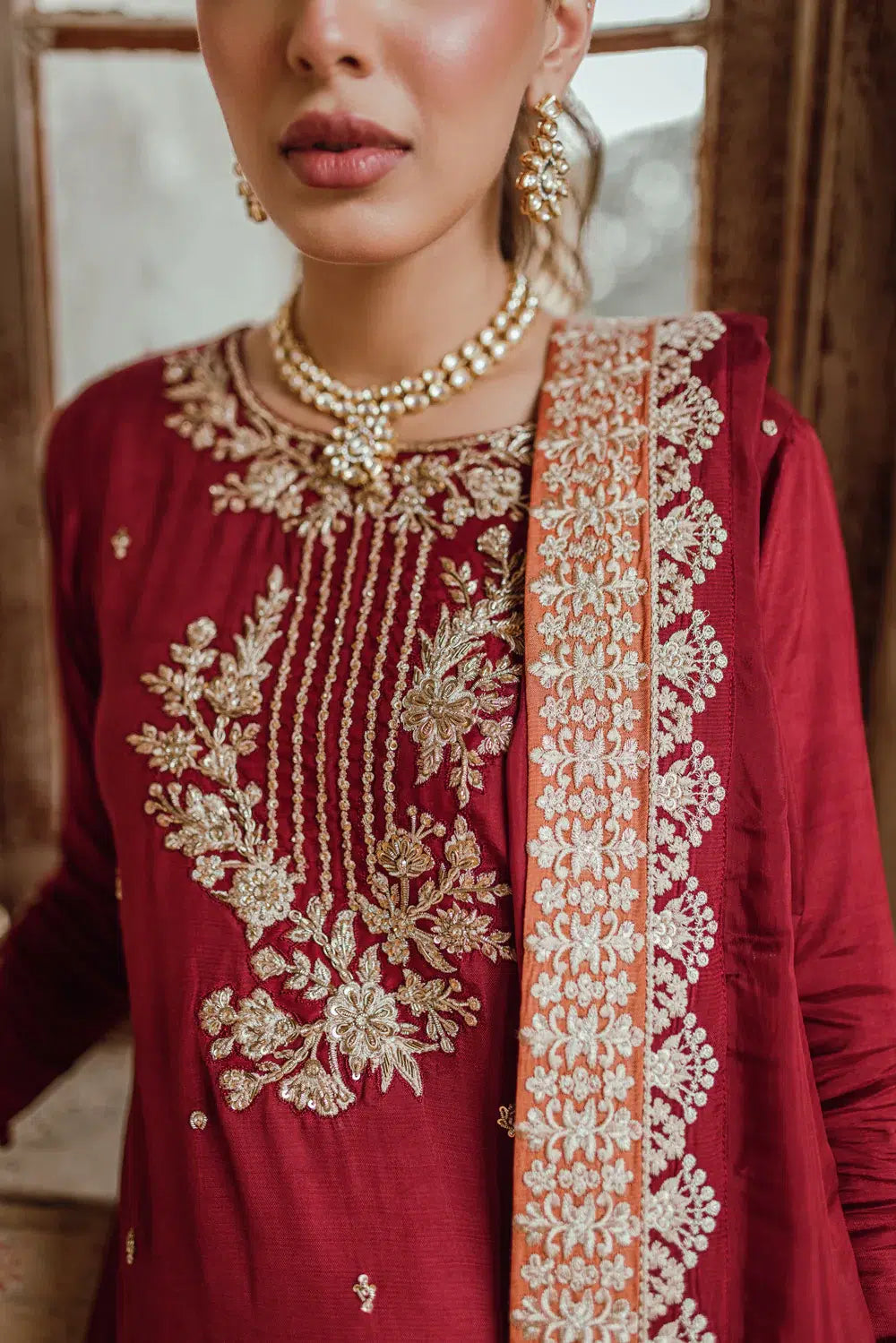 Azure | Embroidered Formals | Majestic Rouge - by - Libasekhas UK - Registered Vendor of : Azure - 100% Original Designer Dresss