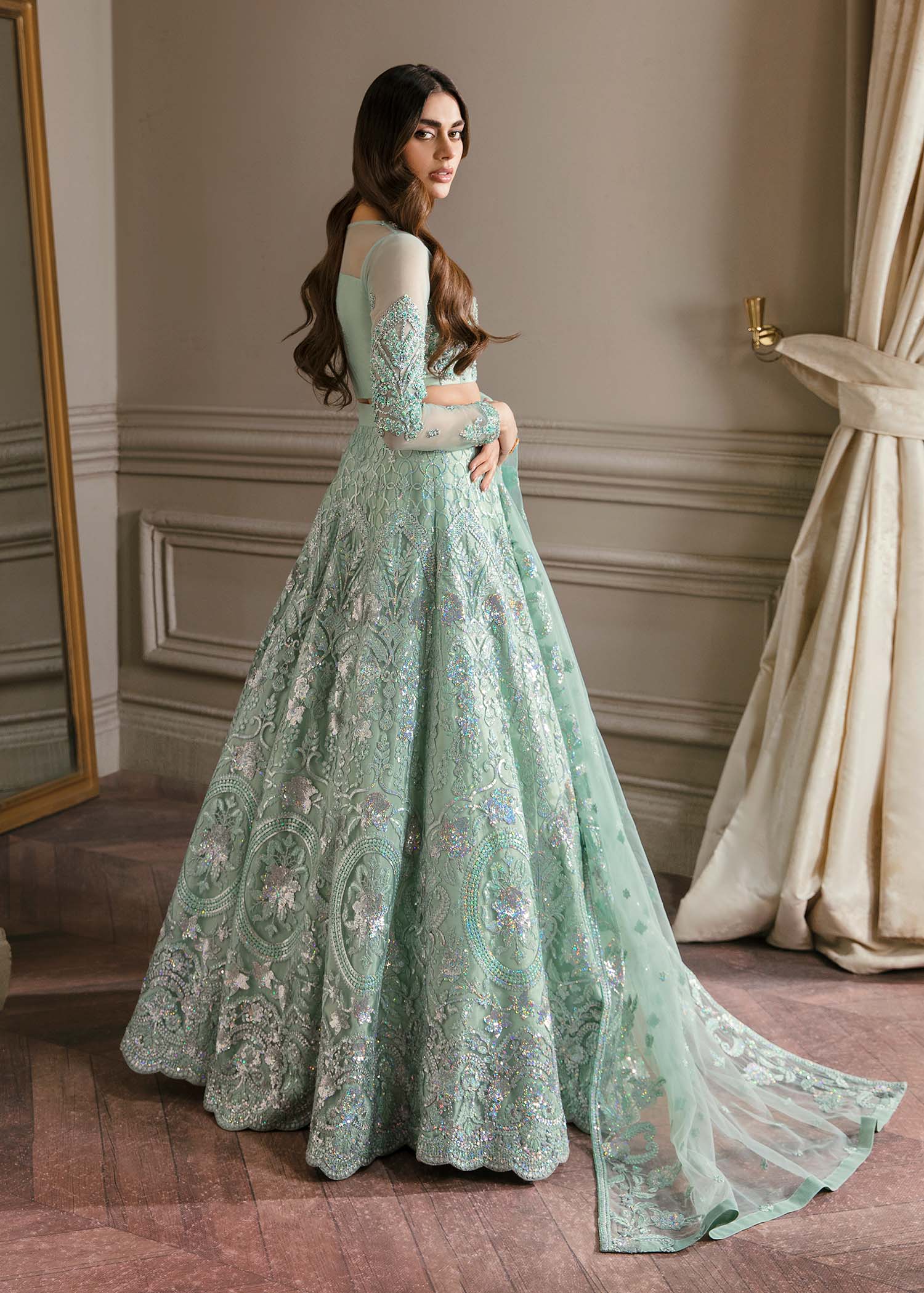 Waqas Shah | Malika - E - Elizabeth | BLUE MIST - by - Libasekhas UK - Registered Vendor of : Waqas Shah - 100% Original Designer Dresss