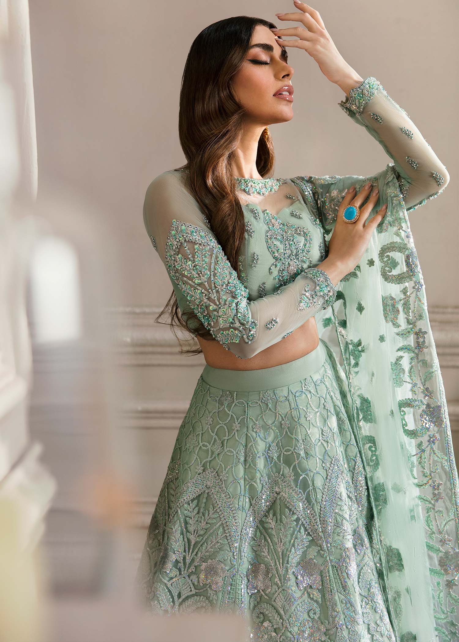 Waqas Shah | Malika - E - Elizabeth | BLUE MIST - by - Libasekhas UK - Registered Vendor of : Waqas Shah - 100% Original Designer Dresss