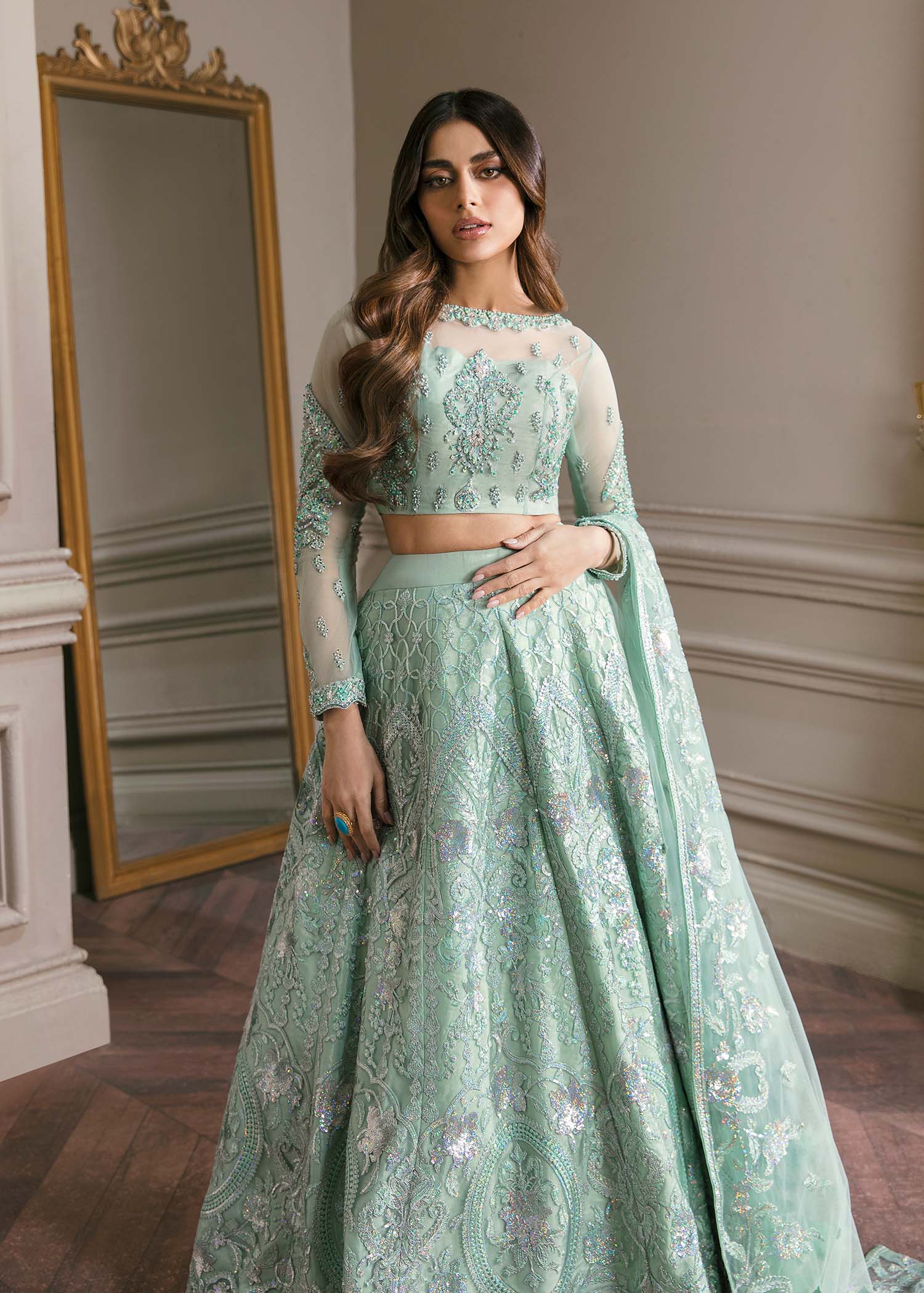 Waqas Shah | Malika - E - Elizabeth | BLUE MIST - by - Libasekhas UK - Registered Vendor of : Waqas Shah - 100% Original Designer Dresss