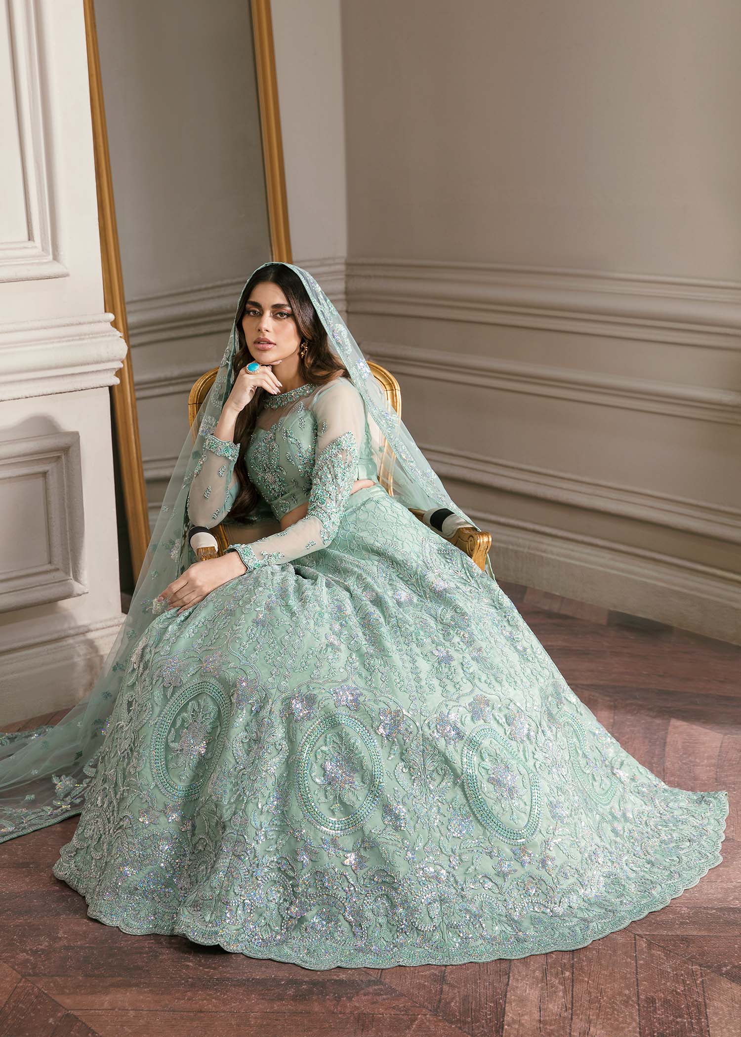 Waqas Shah | Malika - E - Elizabeth | BLUE MIST - by - Libasekhas UK - Registered Vendor of : Waqas Shah - 100% Original Designer Dresss