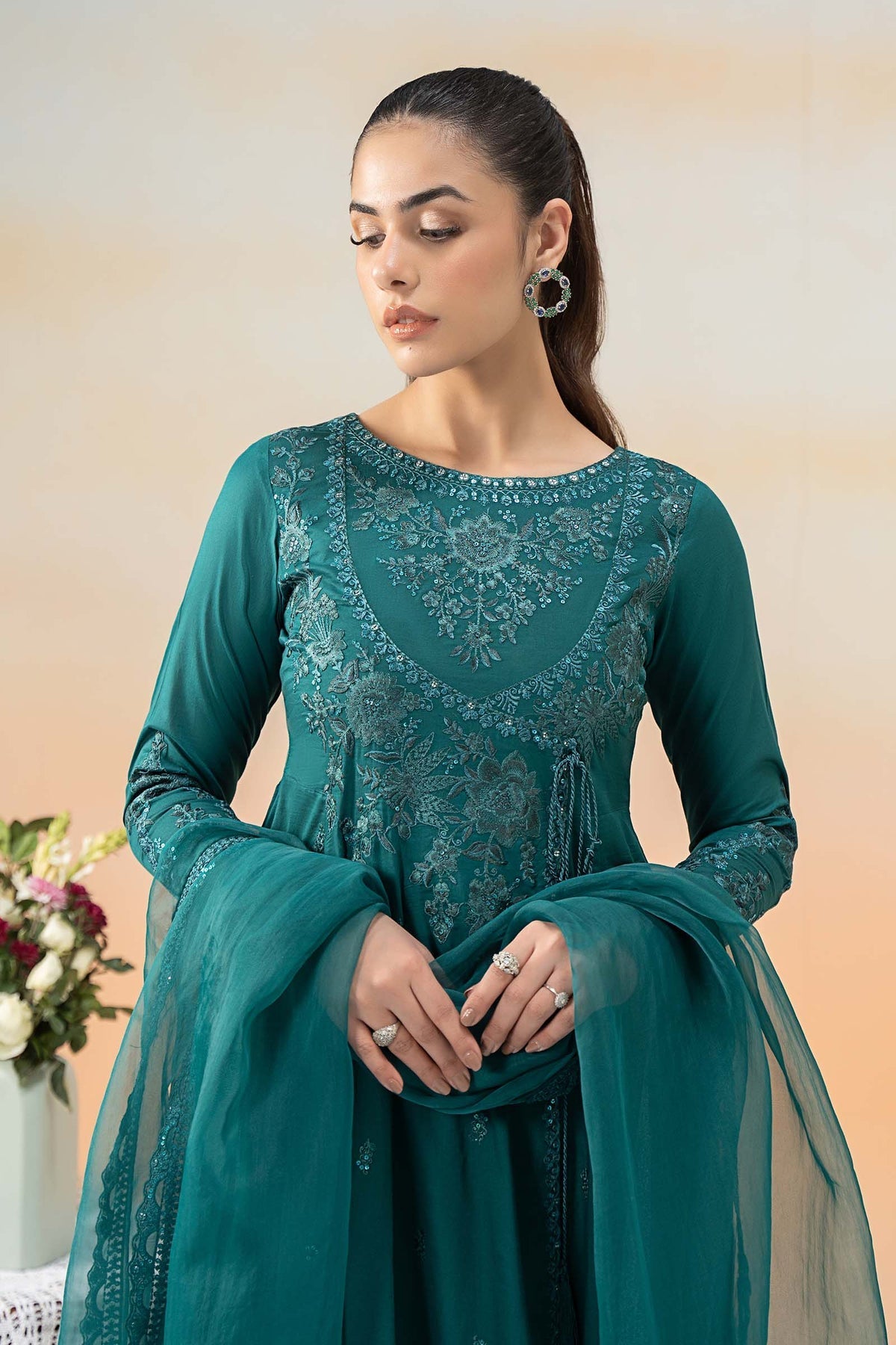 Maria B | Formal Wears | DW-EF25-83 L / Teal / Lawn Maria B | Formal Wears | DW-EF25-83 L / Teal / Lawn
