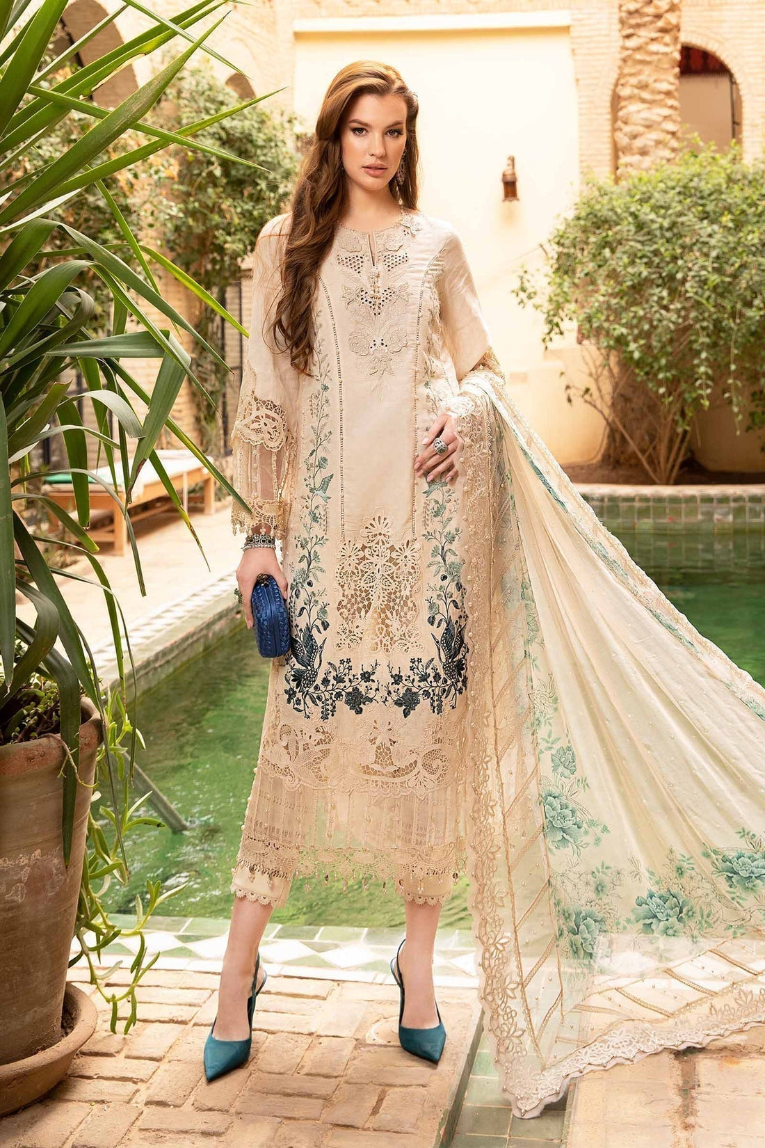 Maria B | Voyage a' Luxe Lawn | D-2414-B - by - Libasekhas UK - Registered Vendor of : Maria B - 100% Original Designer Dresss