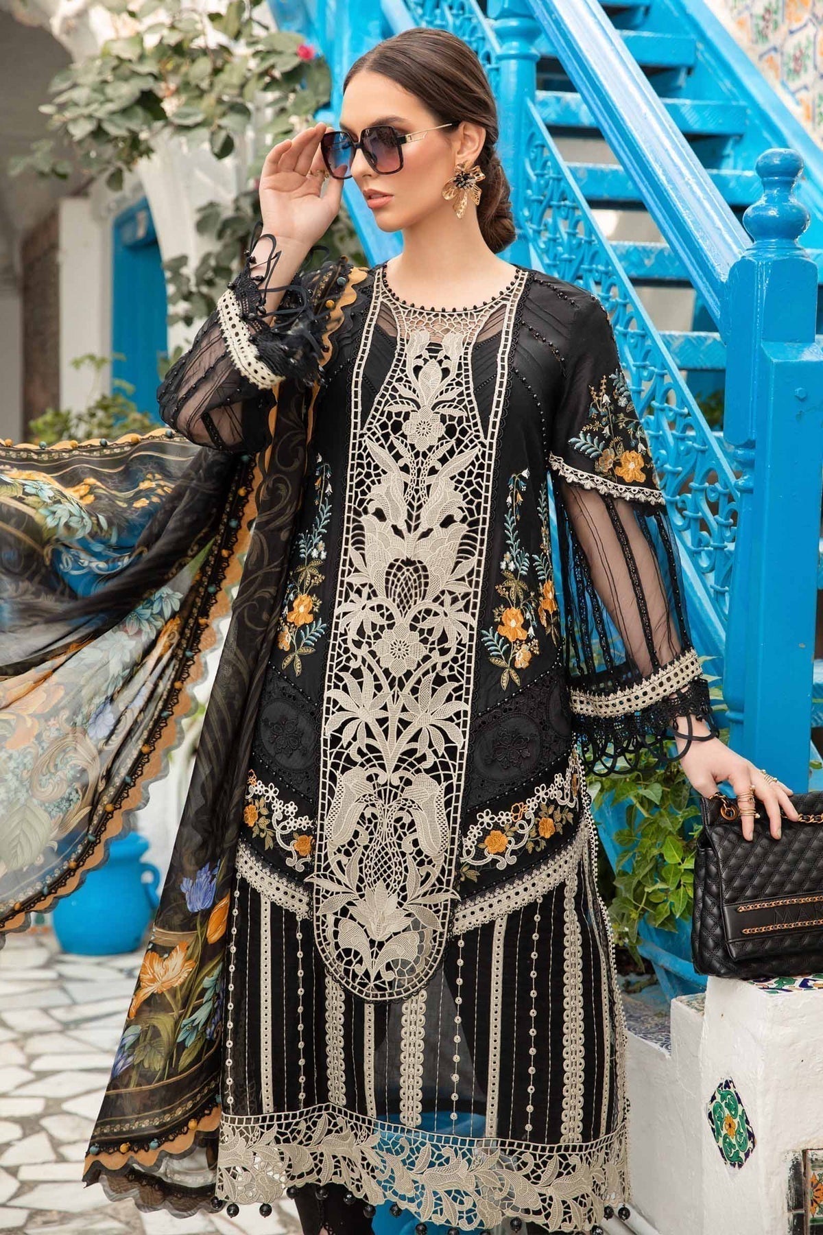 Maria B | Voyage a' Luxe Lawn | D-2415-B - by - Libasekhas UK - Registered Vendor of : Maria B - 100% Original Designer Dresss