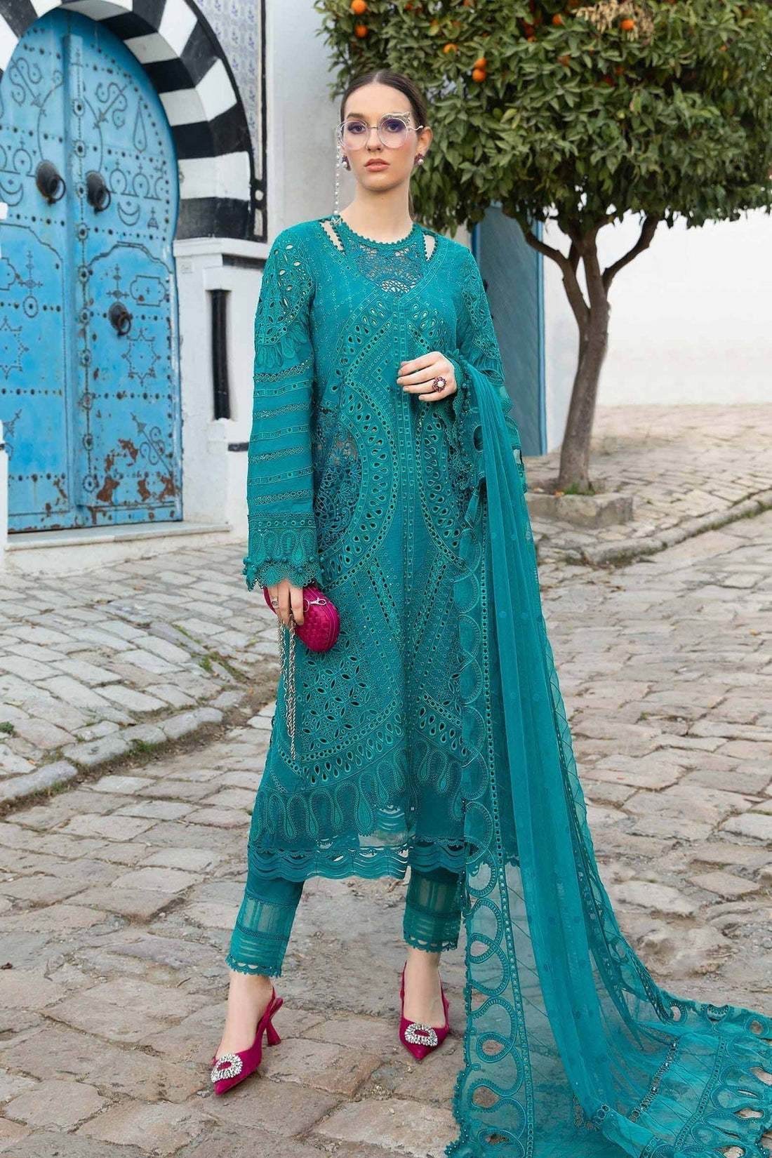 Maria B | Voyage a' Luxe Lawn | D-2402-A - by - Libasekhas UK - Registered Vendor of : Maria B - 100% Original Designer Dresss