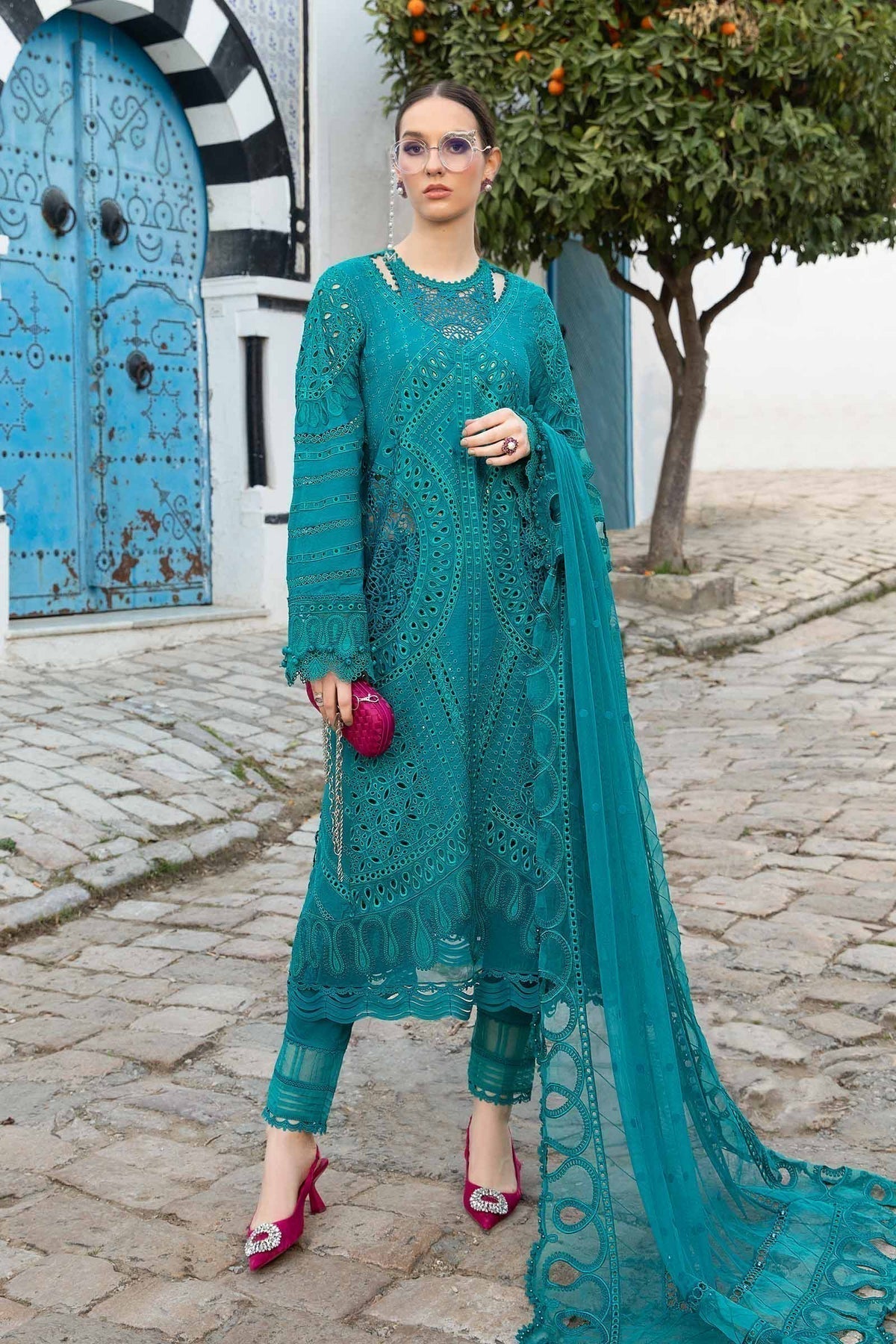 Maria B | Voyage a' Luxe Lawn | D-2402-A - by - Libasekhas UK - Registered Vendor of : Maria B - 100% Original Designer Dresss