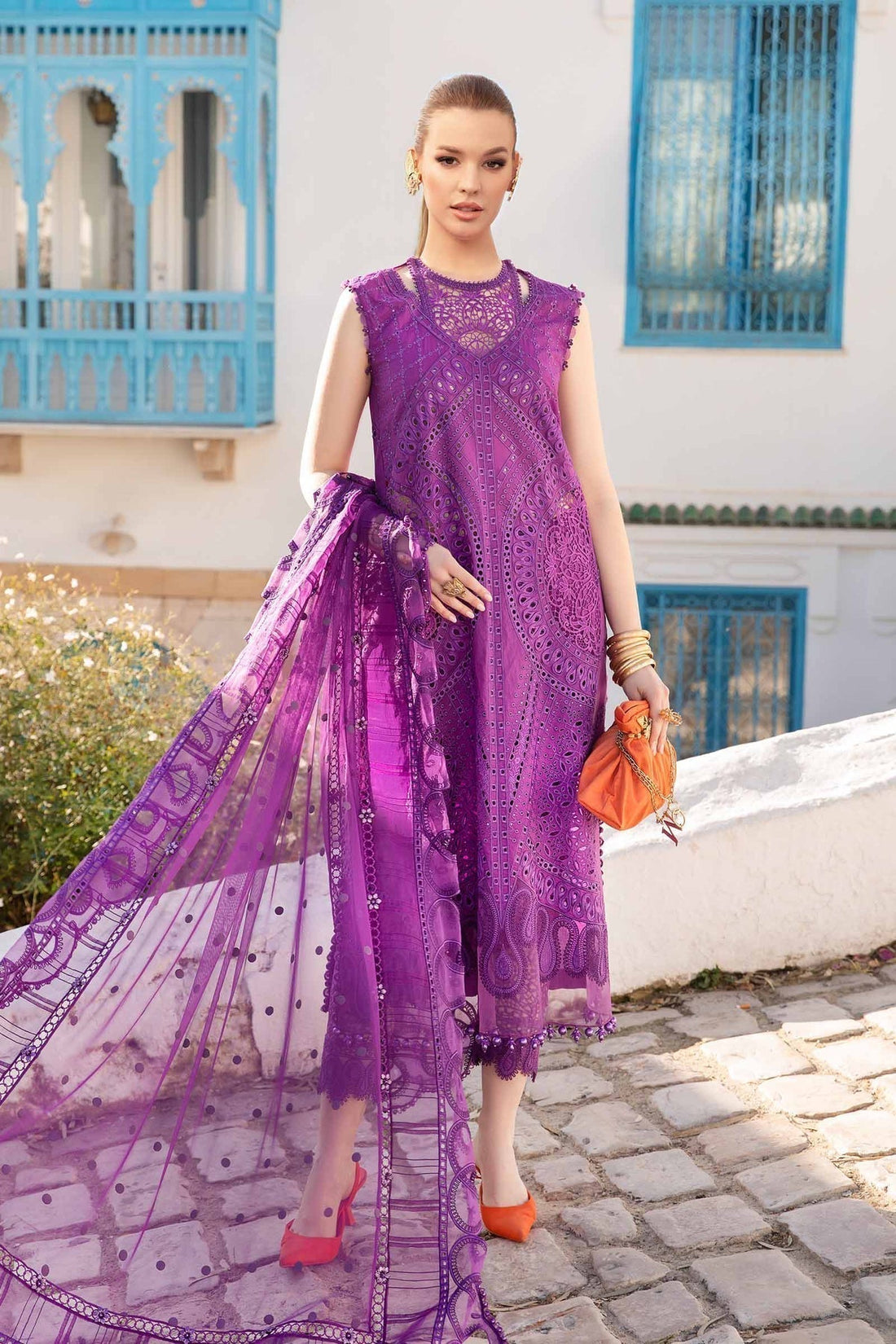 Maria B | Voyage a' Luxe Lawn | D-2402-B - by - Libasekhas UK - Registered Vendor of : Maria B - 100% Original Designer Dresss