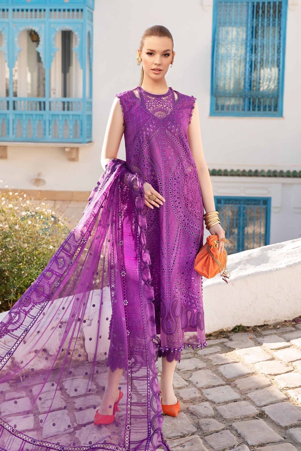 Maria B | Voyage a' Luxe Lawn | D-2402-B - by - Libasekhas UK - Registered Vendor of : Maria B - 100% Original Designer Dresss