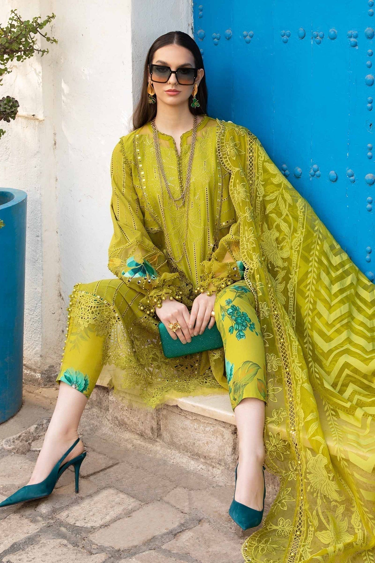 Maria B | Voyage a' Luxe Lawn | D-2408-A - by - Libasekhas UK - Registered Vendor of : Maria B - 100% Original Designer Dresss