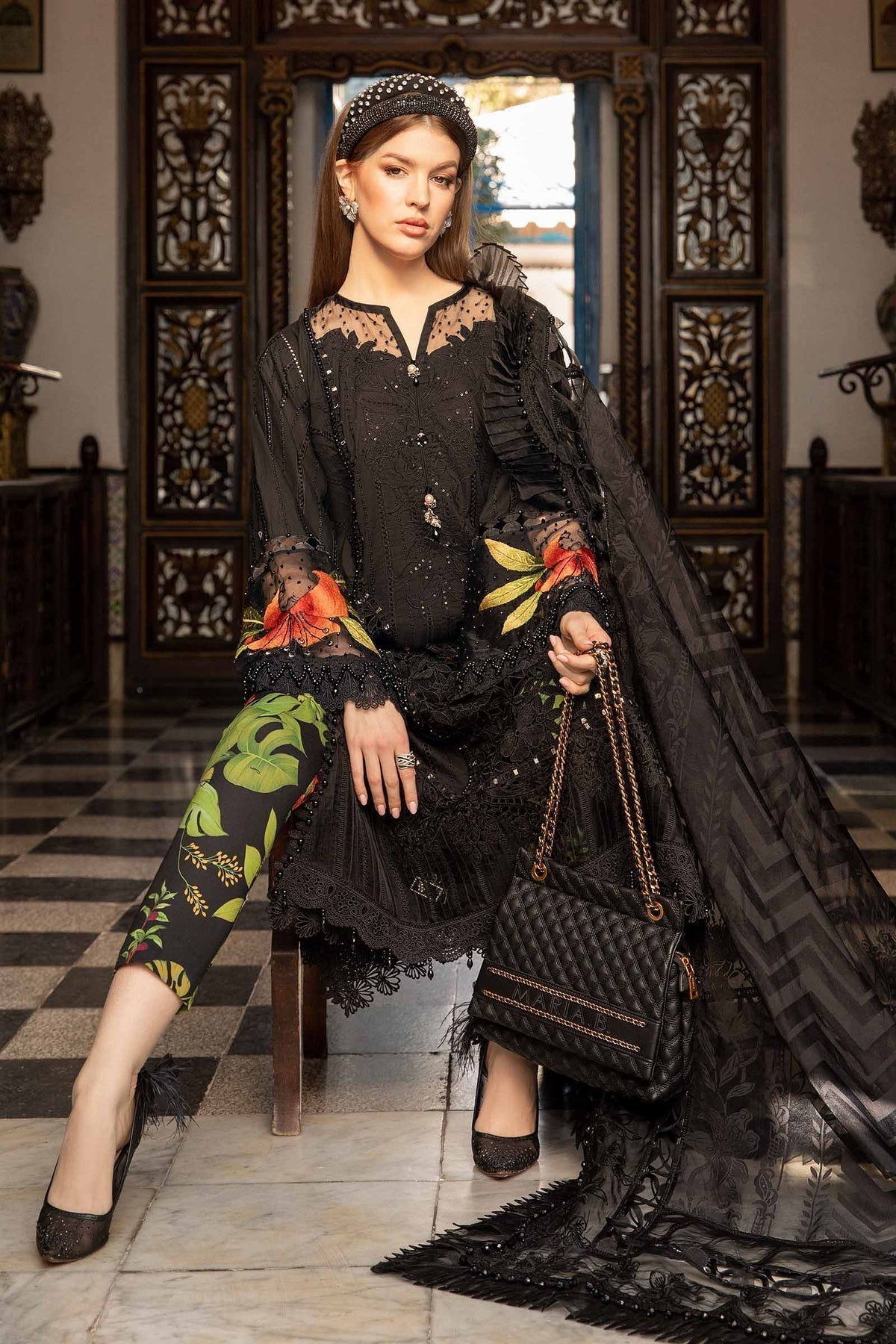 Maria B | Voyage a' Luxe Lawn | D-2408-B - by - Libasekhas UK - Registered Vendor of : Maria B - 100% Original Designer Dresss
