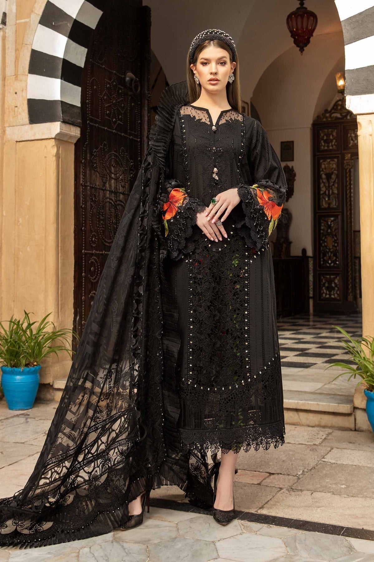 Maria B | Voyage a' Luxe Lawn | D-2408-B - by - Libasekhas UK - Registered Vendor of : Maria B - 100% Original Designer Dresss