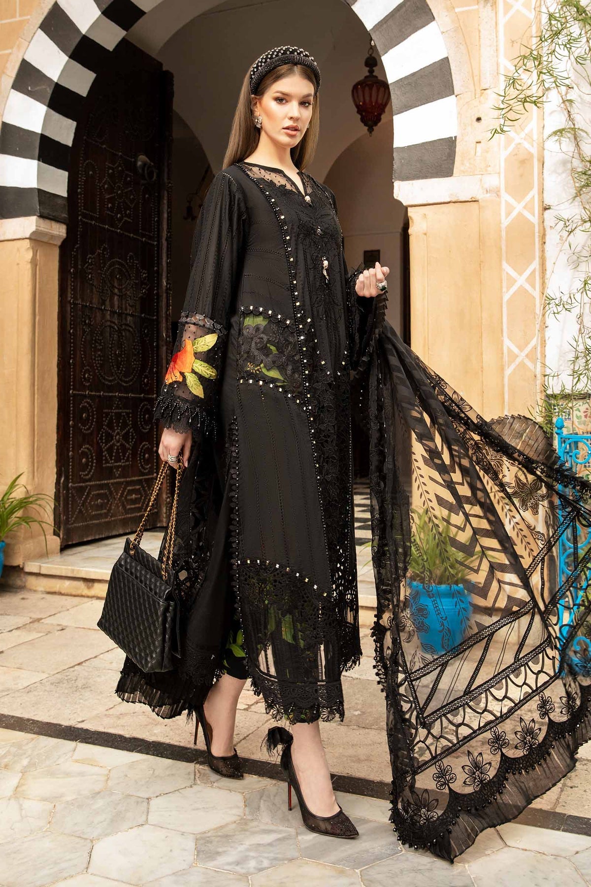 Maria B | Voyage a' Luxe Lawn | D-2408-B - by - Libasekhas UK - Registered Vendor of : Maria B - 100% Original Designer Dresss