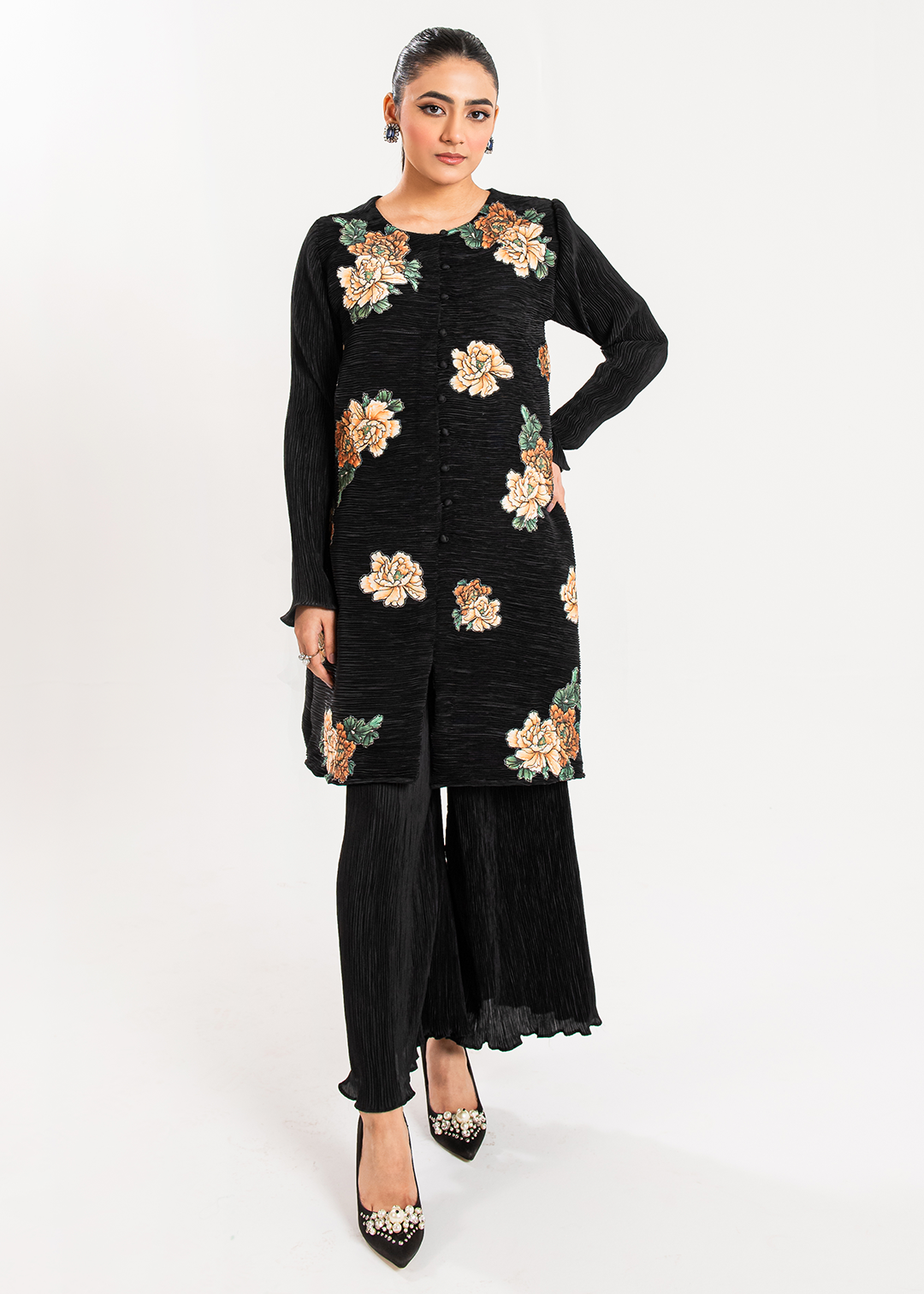 Maria Osama Khan | Claire Pleated Silk | Twilight - by - Libasekhas UK - Registered Vendor of : Maria Osama Khan - 100% Original Designer Dresss
