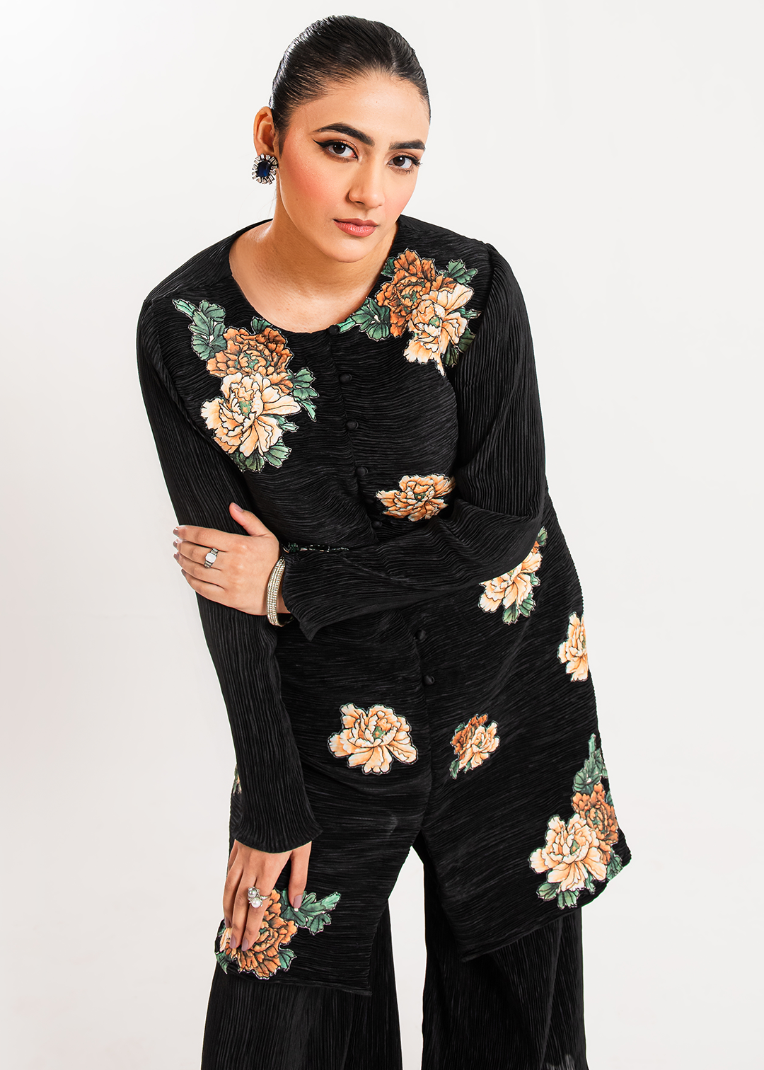 Maria Osama Khan | Claire Pleated Silk | Twilight - by - Libasekhas UK - Registered Vendor of : Maria Osama Khan - 100% Original Designer Dresss