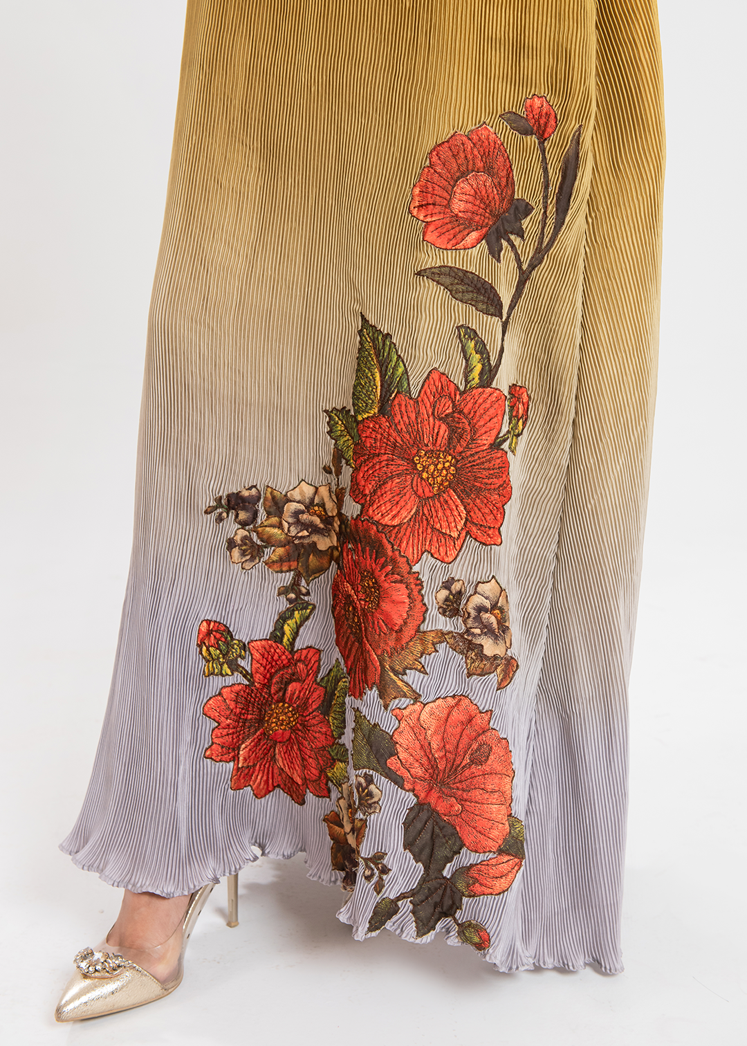 Maria Osama Khan | Claire Pleated Silk | Honeycomb - by - Libasekhas UK - Registered Vendor of : Maria Osama Khan - 100% Original Designer Dresss