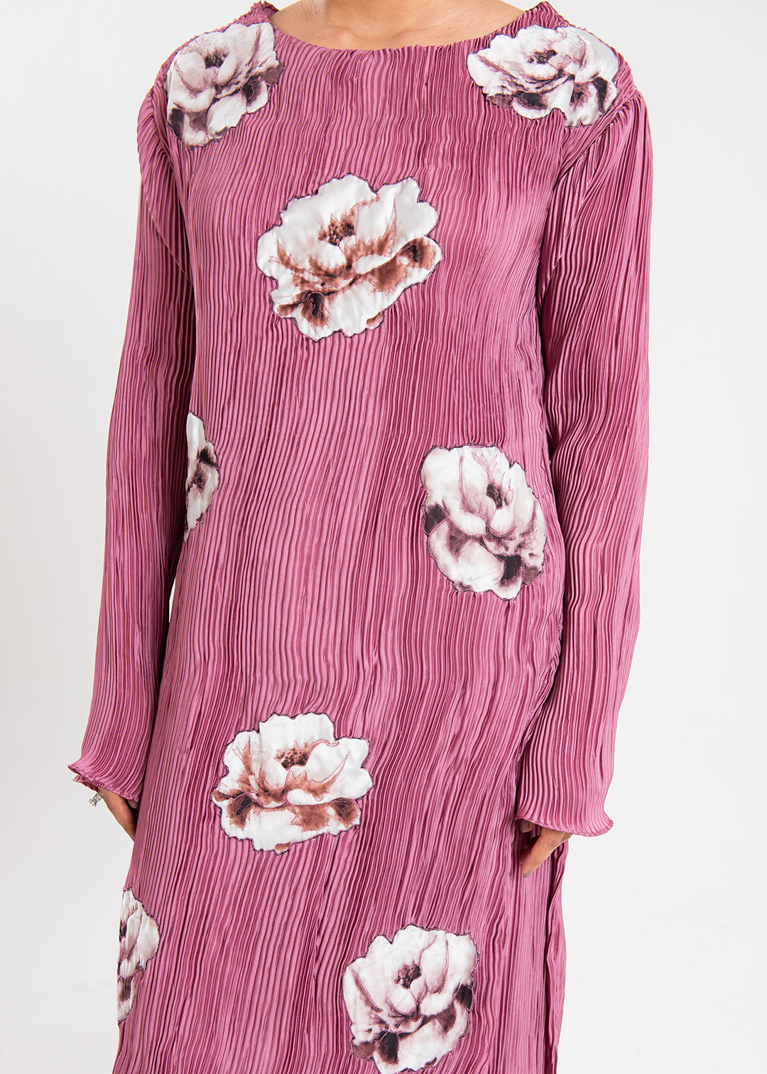 Maria Osama Khan | Claire Pleated Silk | Rosy - by - Libasekhas UK - Registered Vendor of : Maria Osama Khan - 100% Original Designer Dresss