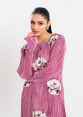 Maria Osama Khan | Claire Pleated Silk | Rosy - by - Libasekhas UK - Registered Vendor of : Maria Osama Khan - 100% Original Designer Dresss