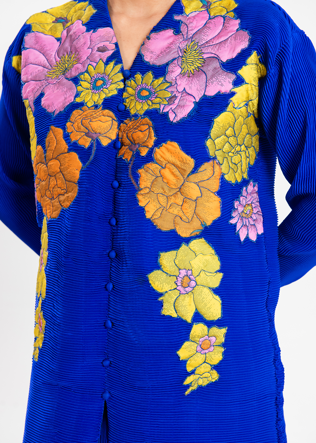 Maria Osama Khan | Claire Pleated Silk | Azure - by - Libasekhas UK - Registered Vendor of : Maria Osama Khan - 100% Original Designer Dresss