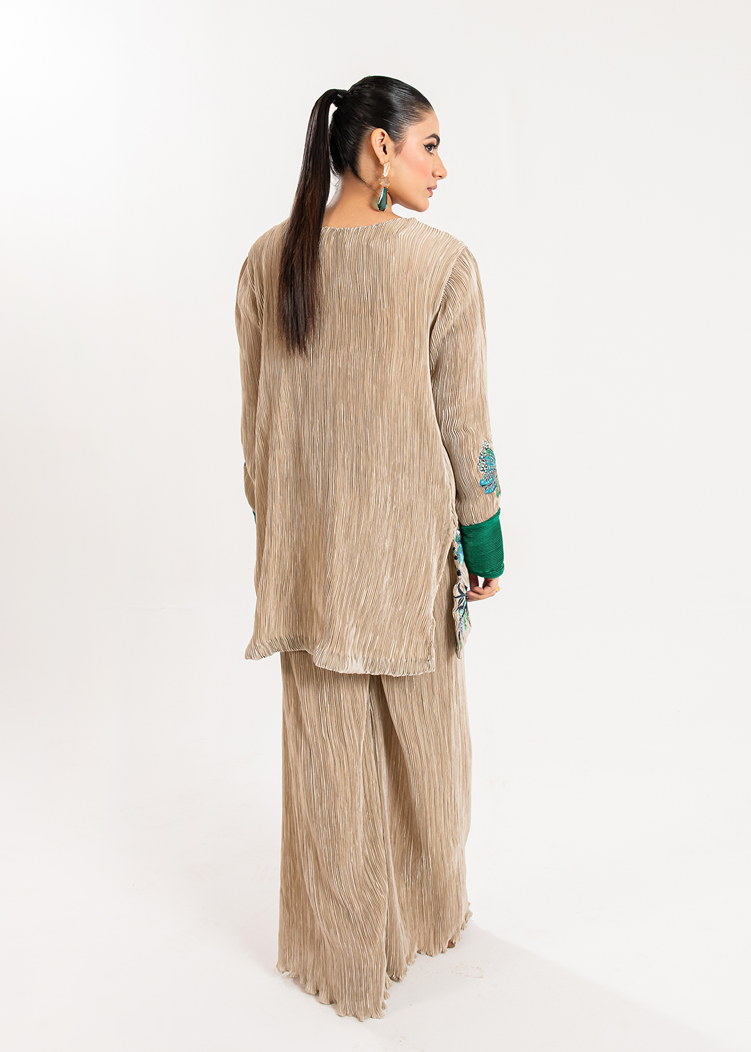 Maria Osama Khan | Claire Pleated Silk | Stardust - by - Libasekhas UK - Registered Vendor of : Maria Osama Khan - 100% Original Designer Dresss