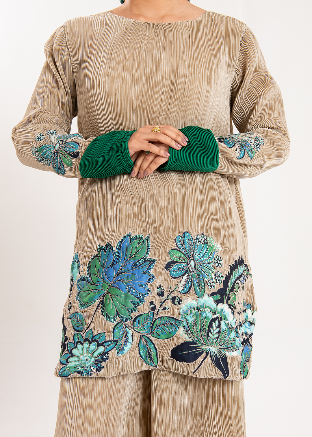 Maria Osama Khan | Claire Pleated Silk | Stardust - by - Libasekhas UK - Registered Vendor of : Maria Osama Khan - 100% Original Designer Dresss