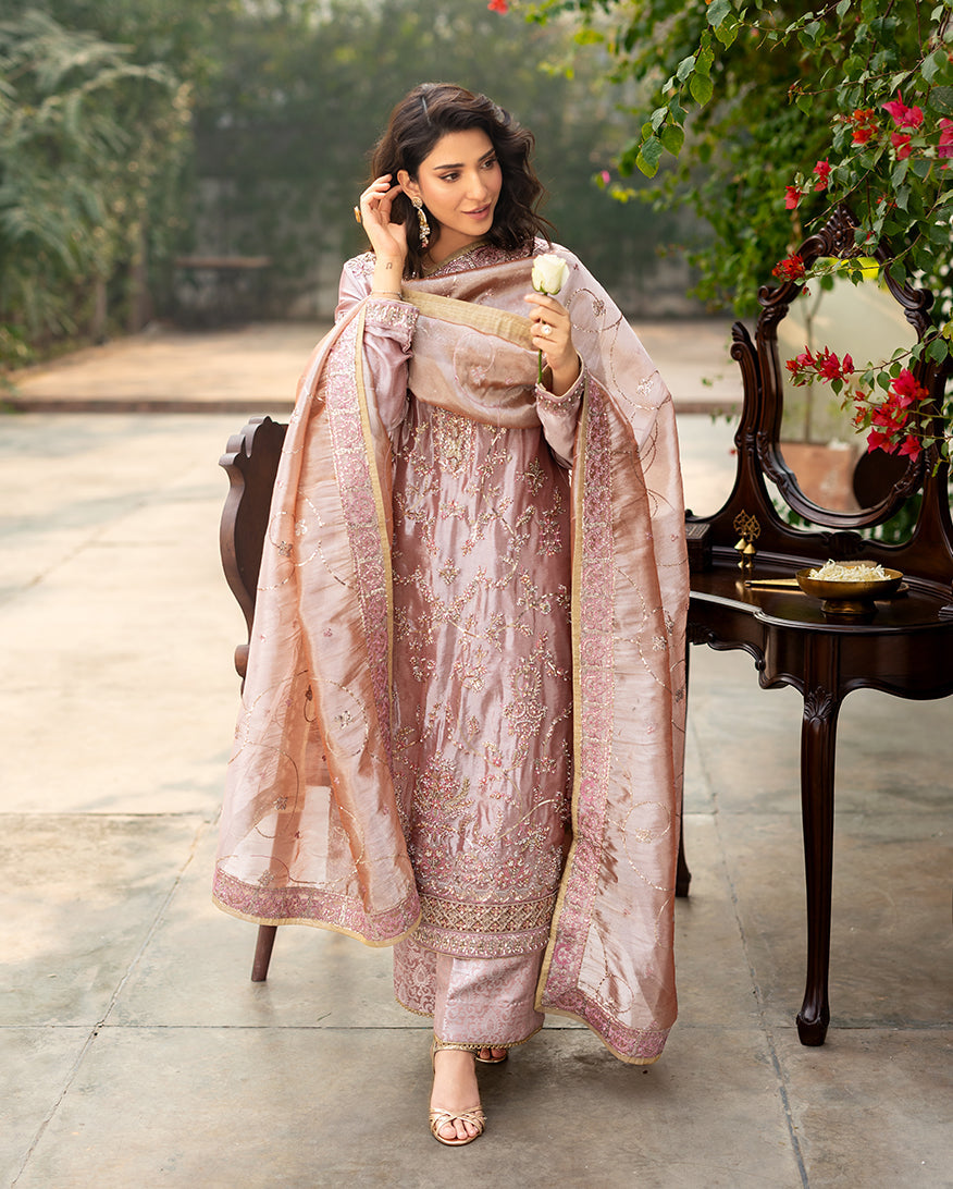 Mushq | Sunehri Lama Silk | Marium - by Libasekhas UK - Registered Vendor of : Mushq - 100% Original Designer Dress