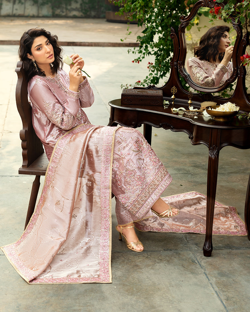 Mushq | Sunehri Lama Silk | Marium - by Libasekhas UK - Registered Vendor of : Mushq - 100% Original Designer Dress