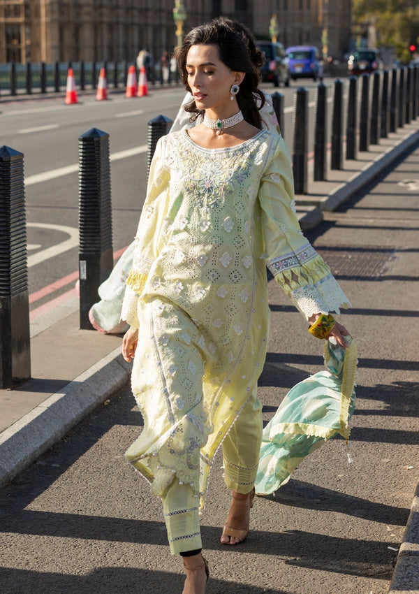 Meem | Luxury Eid Lawn 24 | MD-08 YELLOW - by - Libasekhas UK - Registered Vendor of : Meem - 100% Original Designer Dresss