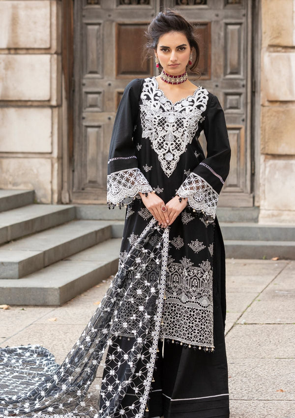 Meem | Luxury Eid Lawn 24 | MD-01 BLACK - by - Libasekhas UK - Registered Vendor of : Meem - 100% Original Designer Dresss
