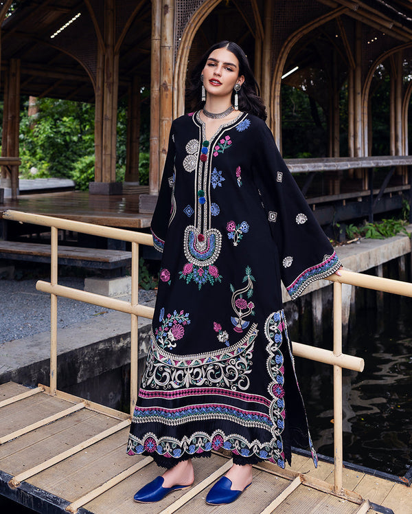 Mushq | Hemline Karandi | Midnight Rune - by Libasekhas UK - Registered Vendor of : Mushq - 100% Original Designer Dress