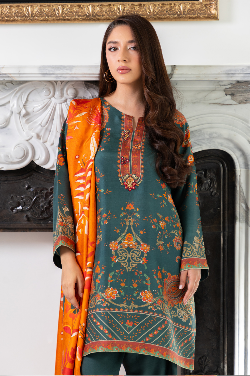 Mina Hasan | Signature Pret | Teal Green - by Libasekhas - Registered Vendor of : Mina Hasan - 100% Original Designer Dress