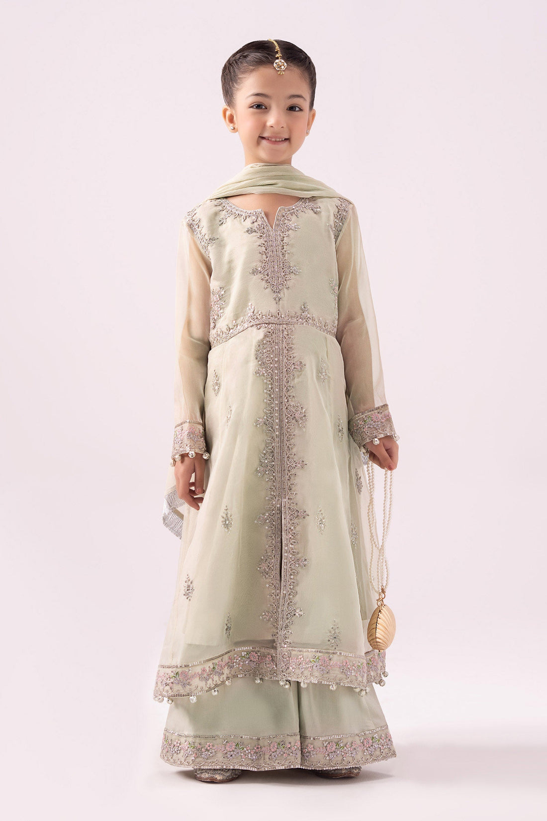 3 Piece Embroidered Organza Suit - Kids Clothing - available at Maria Faisal in UK and USA.