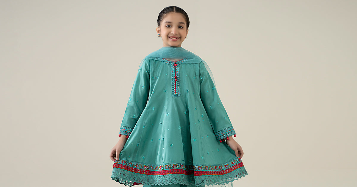 3 Piece Embroidered Lawn Suit - Kids Clothing - available at Maria Faisal in UK and USA.