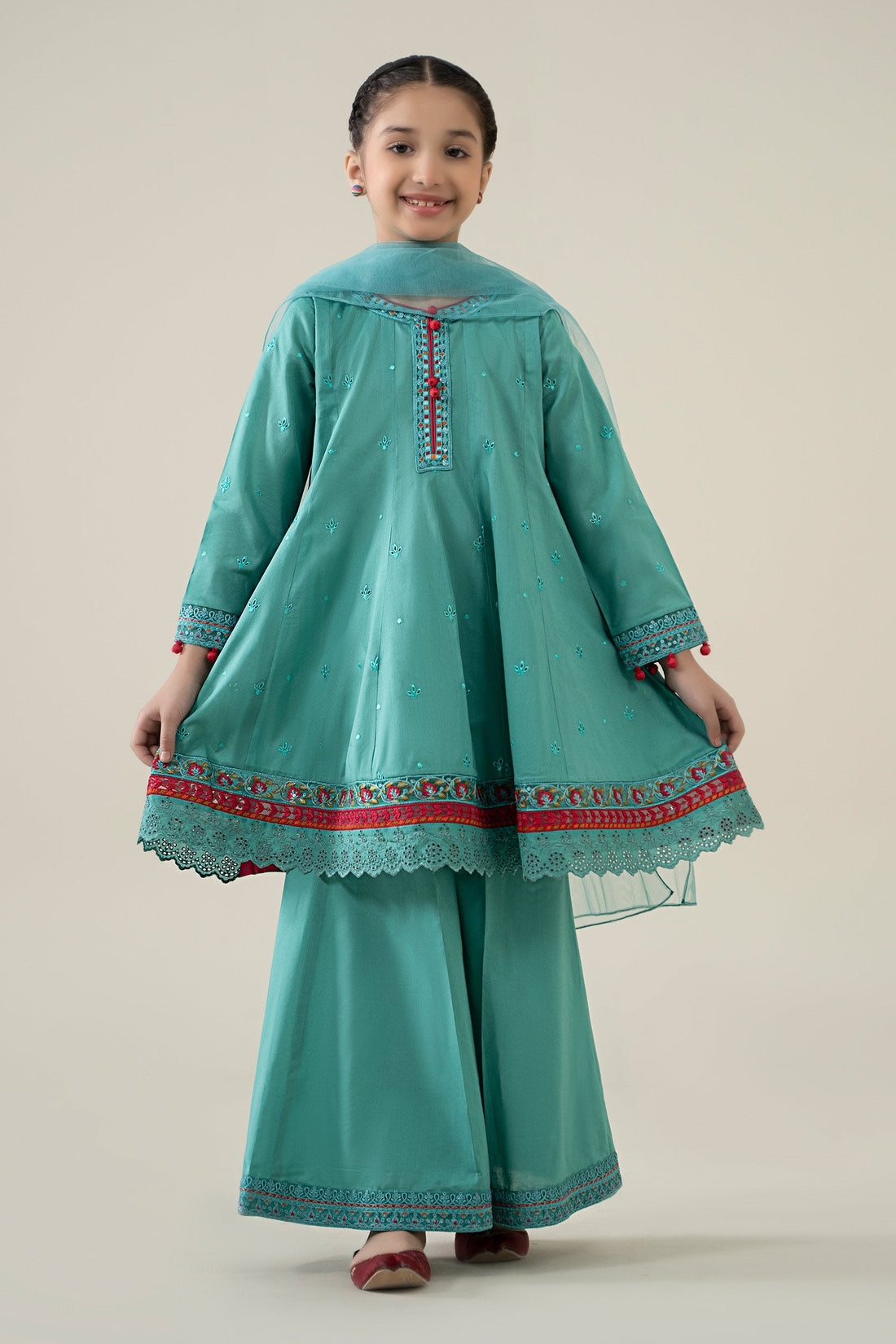 3 Piece Embroidered Lawn Suit - Kids Clothing - available at Maria Faisal in UK and USA.