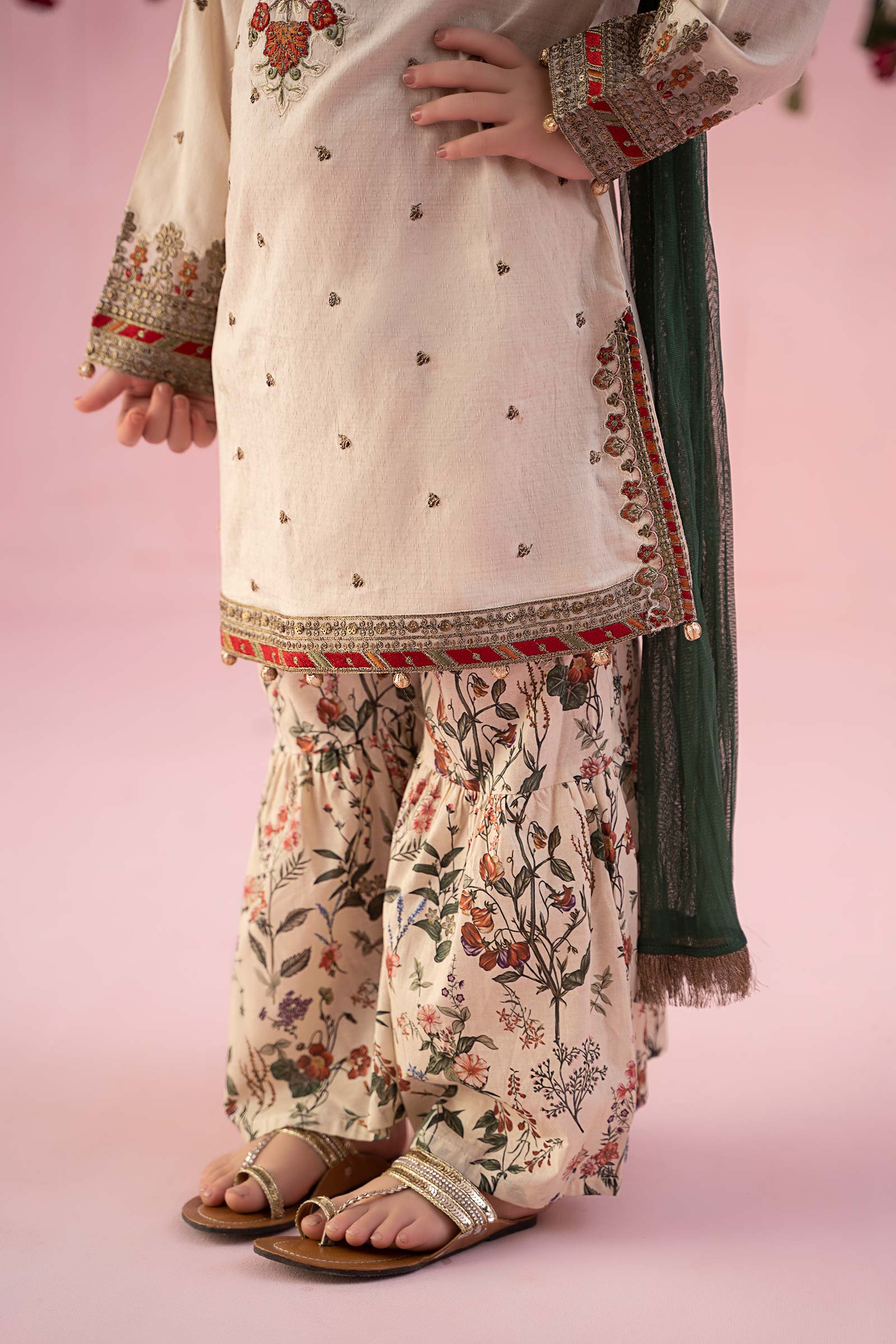 3 Piece Embroidered Dobby Suit - Kids Clothing - available at Maria Faisal in UK and USA.