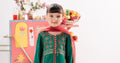 3 Piece Embroidered Raw Silk Suit - Kids Clothing - available at Maria Faisal in UK and USA.