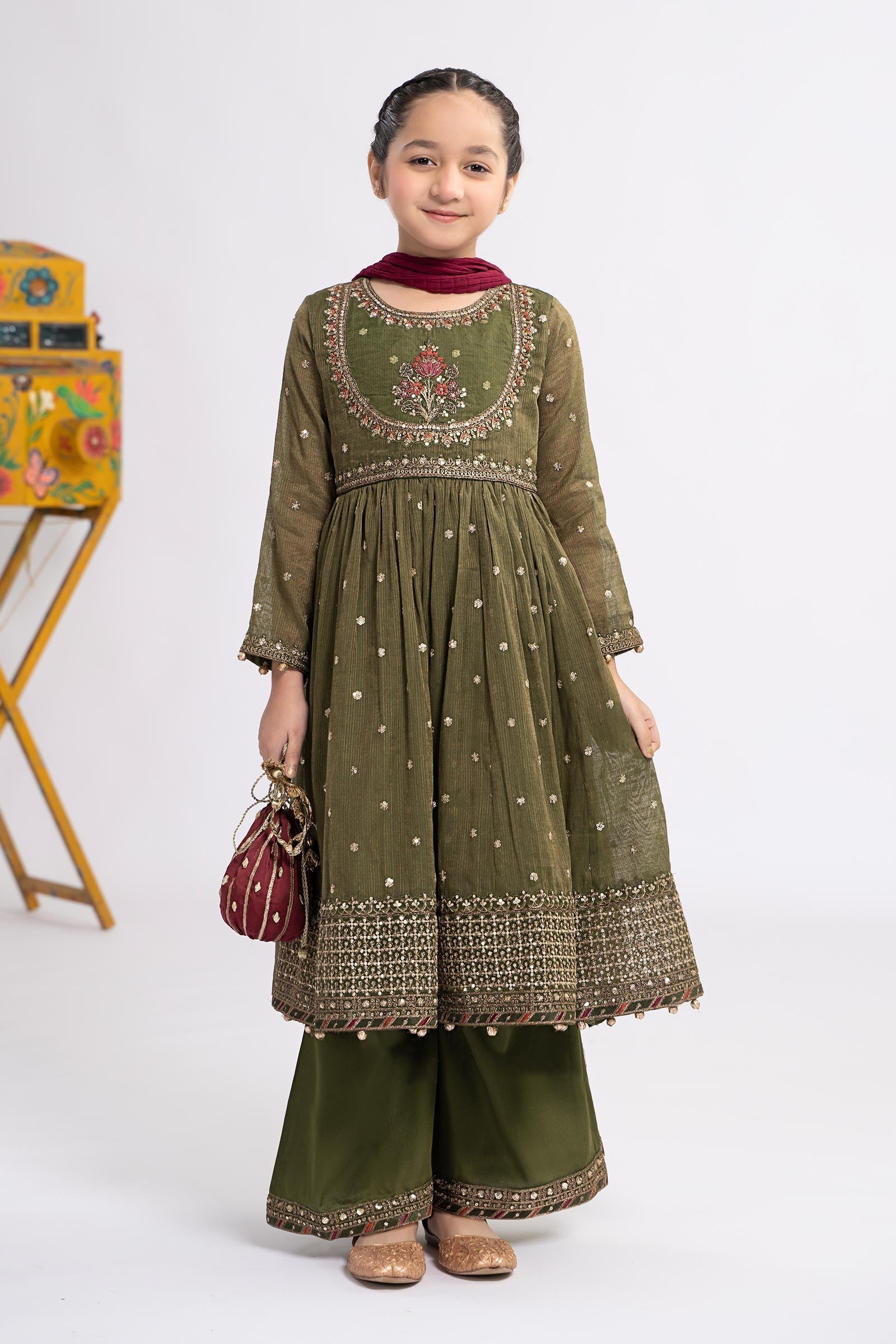 Maria B | 3 Piece Embroidered Zari Lawn Suit | MKS-EF24-33 - by - Libasekhas UK - Registered Vendor of : Maria B - 100% Original Designer Dresss