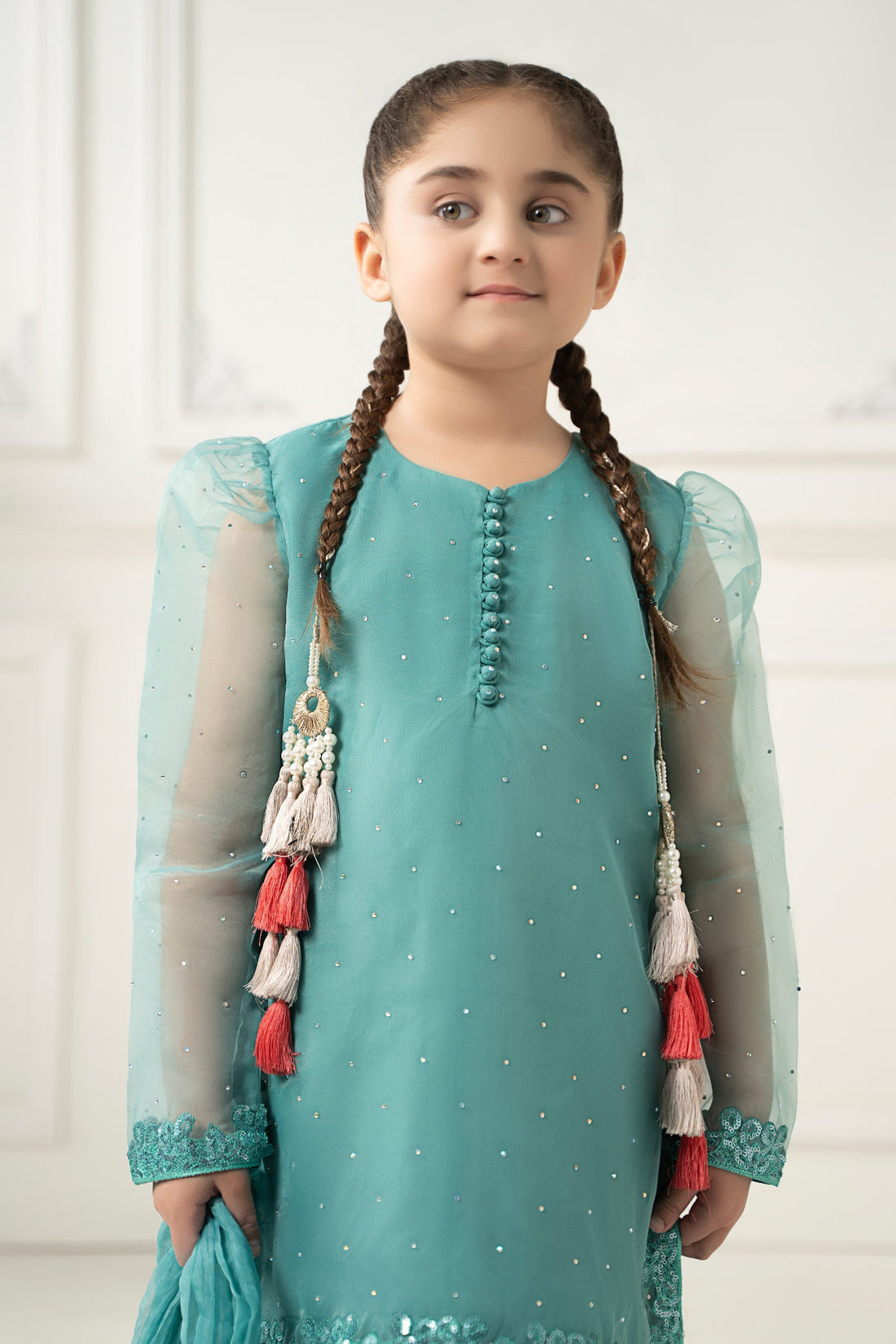 3 Piece Dyed Organza Suit - Kids Clothing - available at Maria Faisal in UK and USA.
