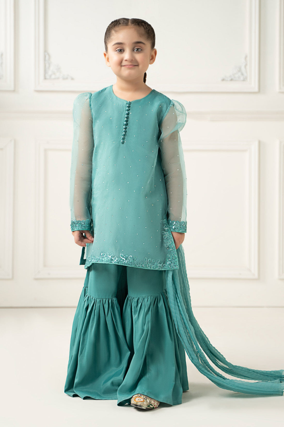 3 Piece Dyed Organza Suit - Kids Clothing - available at Maria Faisal in UK and USA.