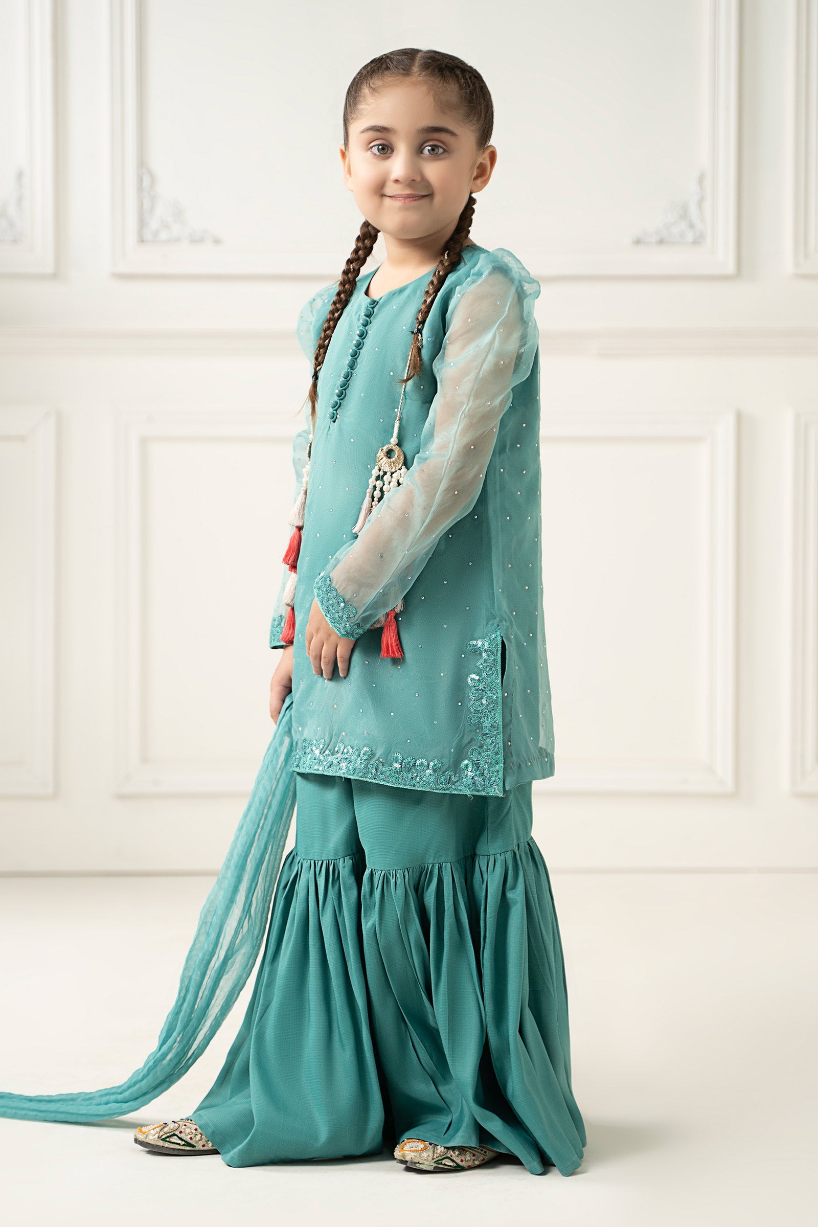 3 Piece Dyed Organza Suit - Kids Clothing - available at Maria Faisal in UK and USA.