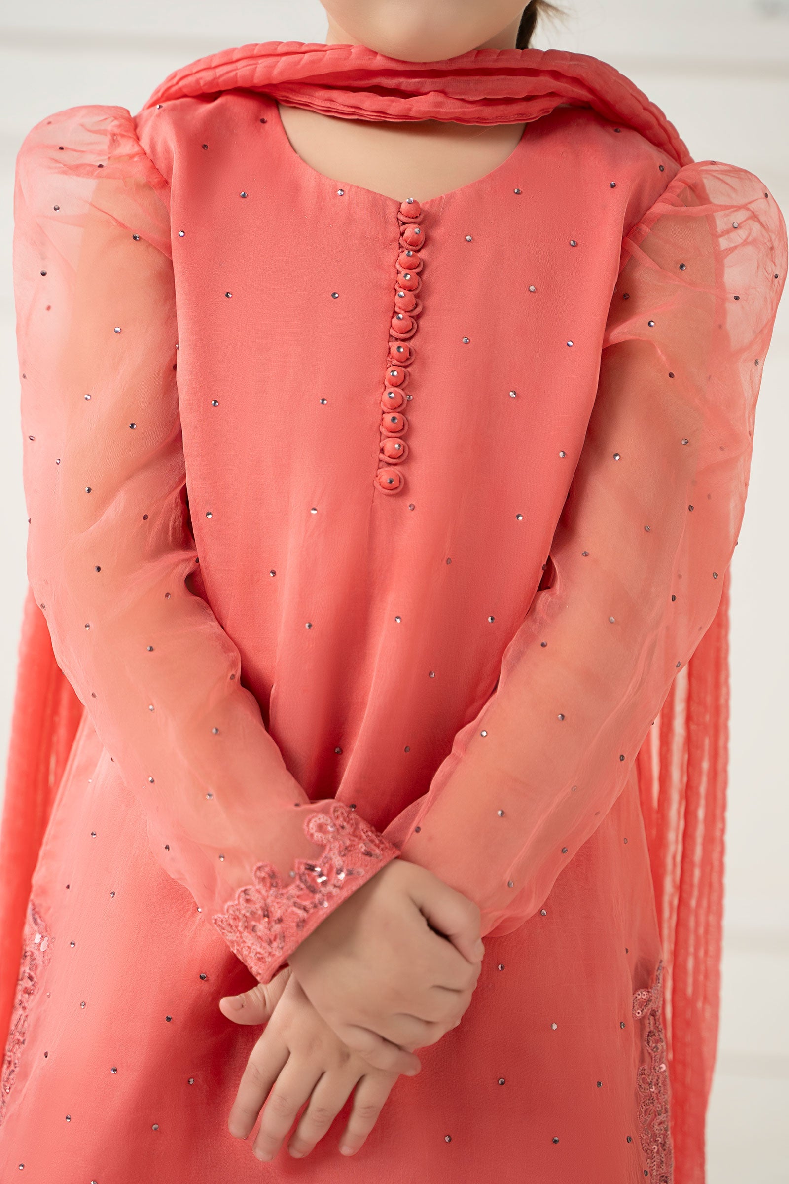 3 Piece Dyed Organza Suit - Kids Clothing - available at Maria Faisal in UK and USA.