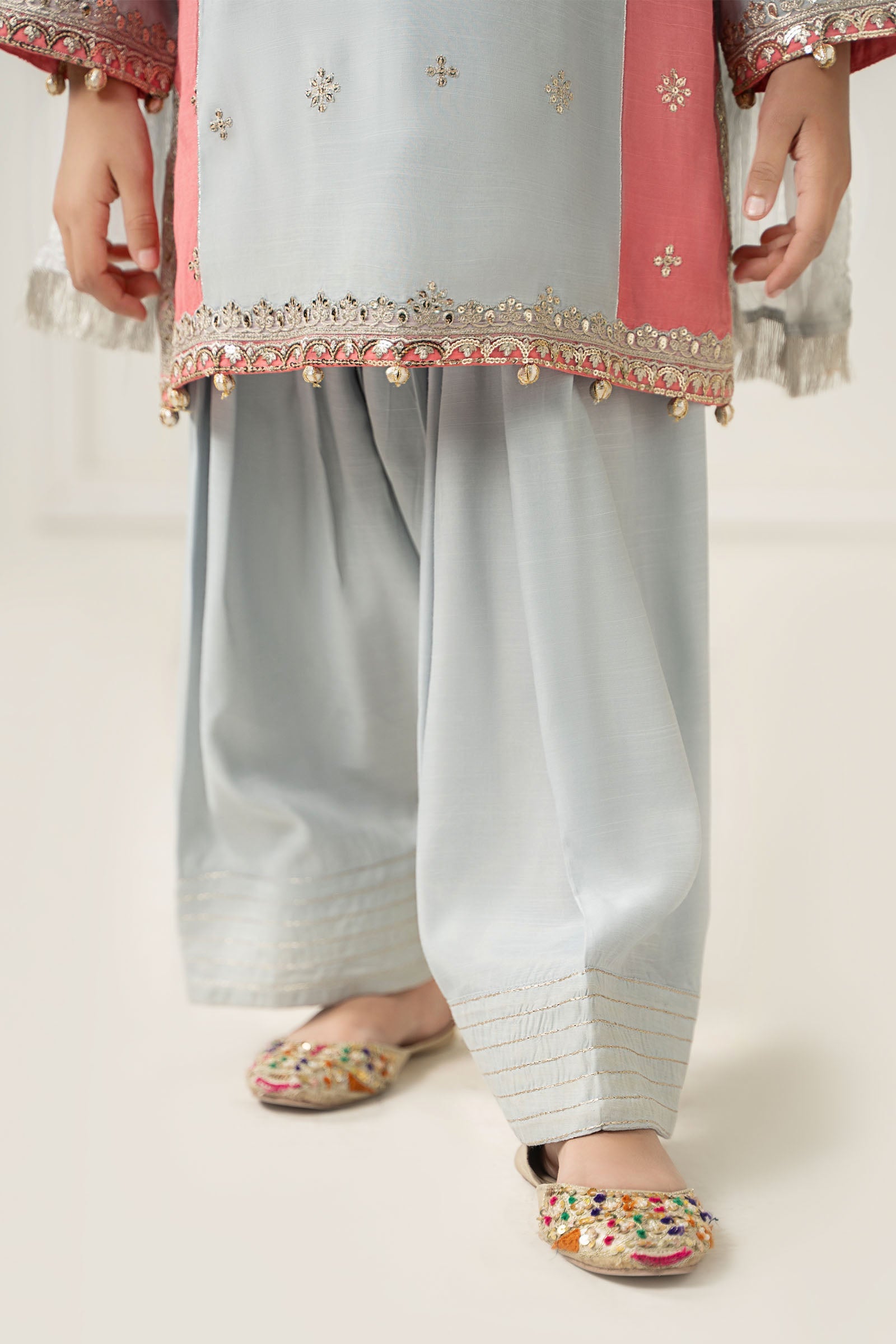 3 Piece Embroidered Polyester Net Suit - Kids Clothing - available at Maria Faisal in UK and USA.