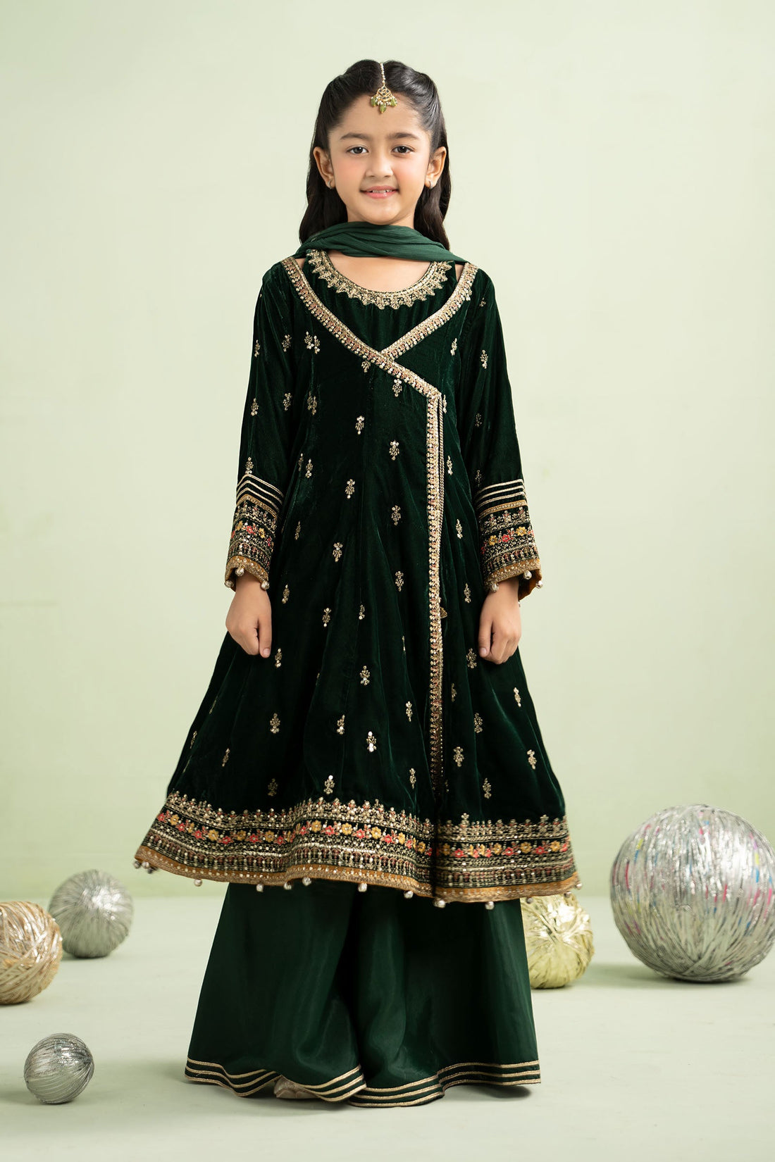 3 Piece Embroidered Velvet Suit - Kids Clothing - available at Maria Faisal in UK and USA.