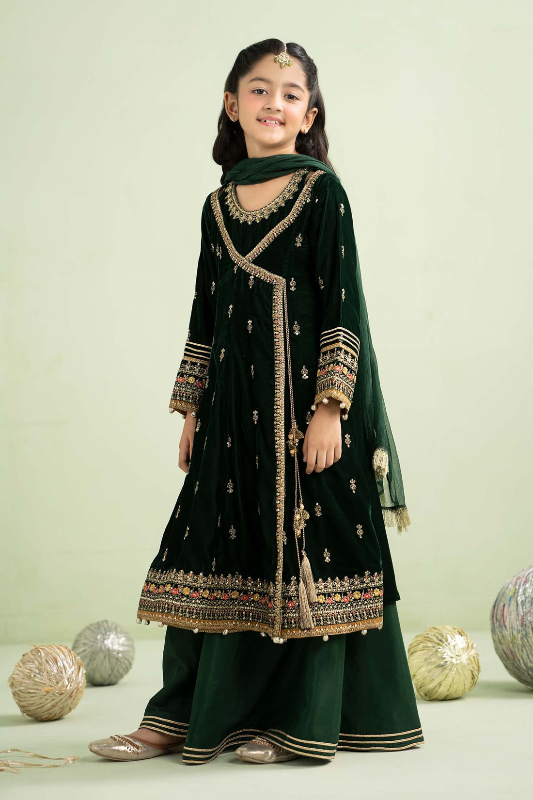 3 Piece Embroidered Velvet Suit - Kids Clothing - available at Maria Faisal in UK and USA.