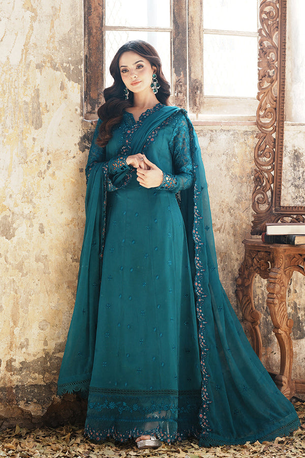 Azure | Ensembles Embroidered Formals | Mystic Teal - by - Libasekhas UK - Registered Vendor of : Azure - 100% Original Designer Dresss