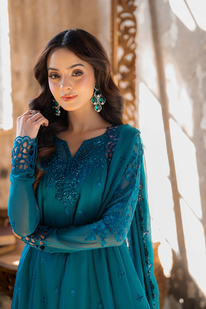 Azure | Ensembles Embroidered Formals | Mystic Teal - by - Libasekhas UK - Registered Vendor of : Azure - 100% Original Designer Dresss