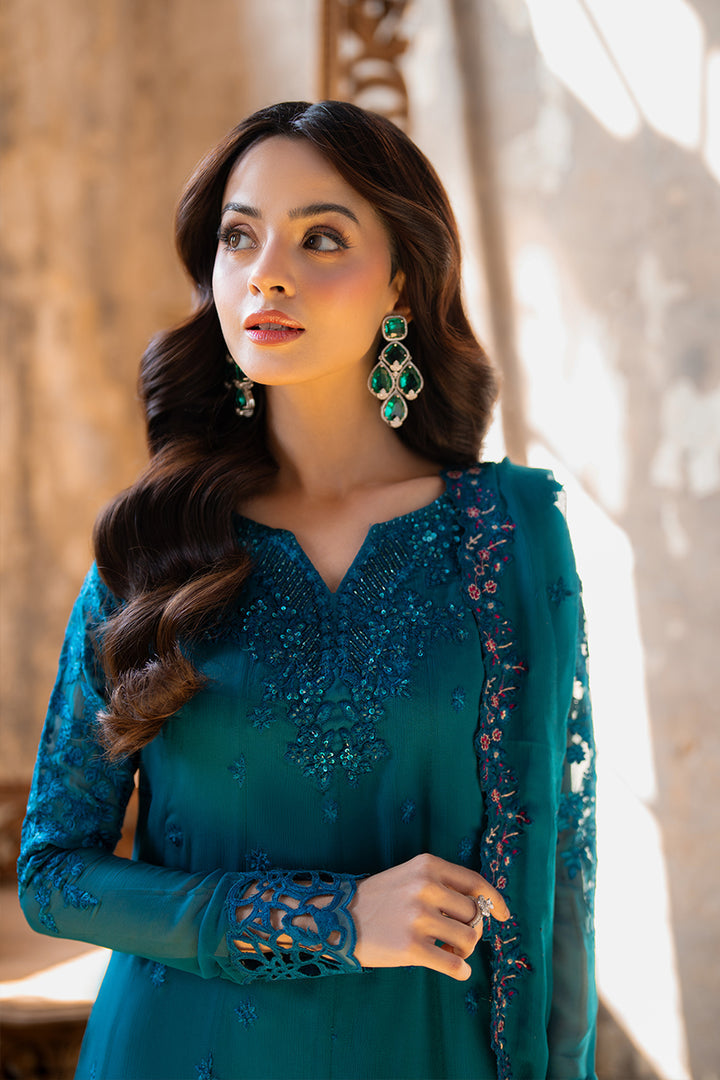 Azure | Ensembles Embroidered Formals | Mystic Teal - by - Libasekhas UK - Registered Vendor of : Azure - 100% Original Designer Dresss