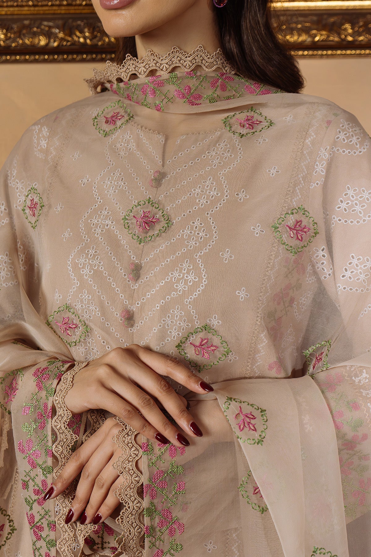 Sahar | Festive Edit Ready to Wear | Bronzed Beige - RTW - by - Libasekhas UK - Registered Vendor of : Sahar - 100% Original Designer Dresss
